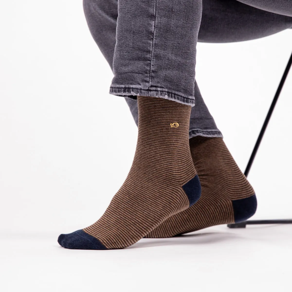 Chaussettes en coton peigné rayées - Hazelnut sold by Billybelt product image thumbnail 5