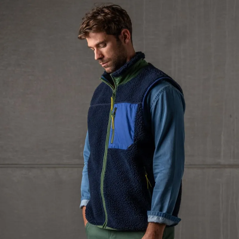 Veste sherpa mixte zippée sans manches Bleu marine sold by Billybelt