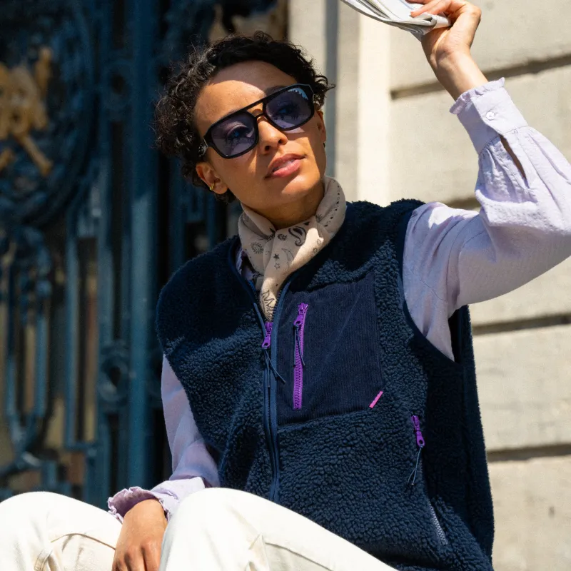 Veste en sherpa femme zippée sans manche - Marine sold by Billybelt