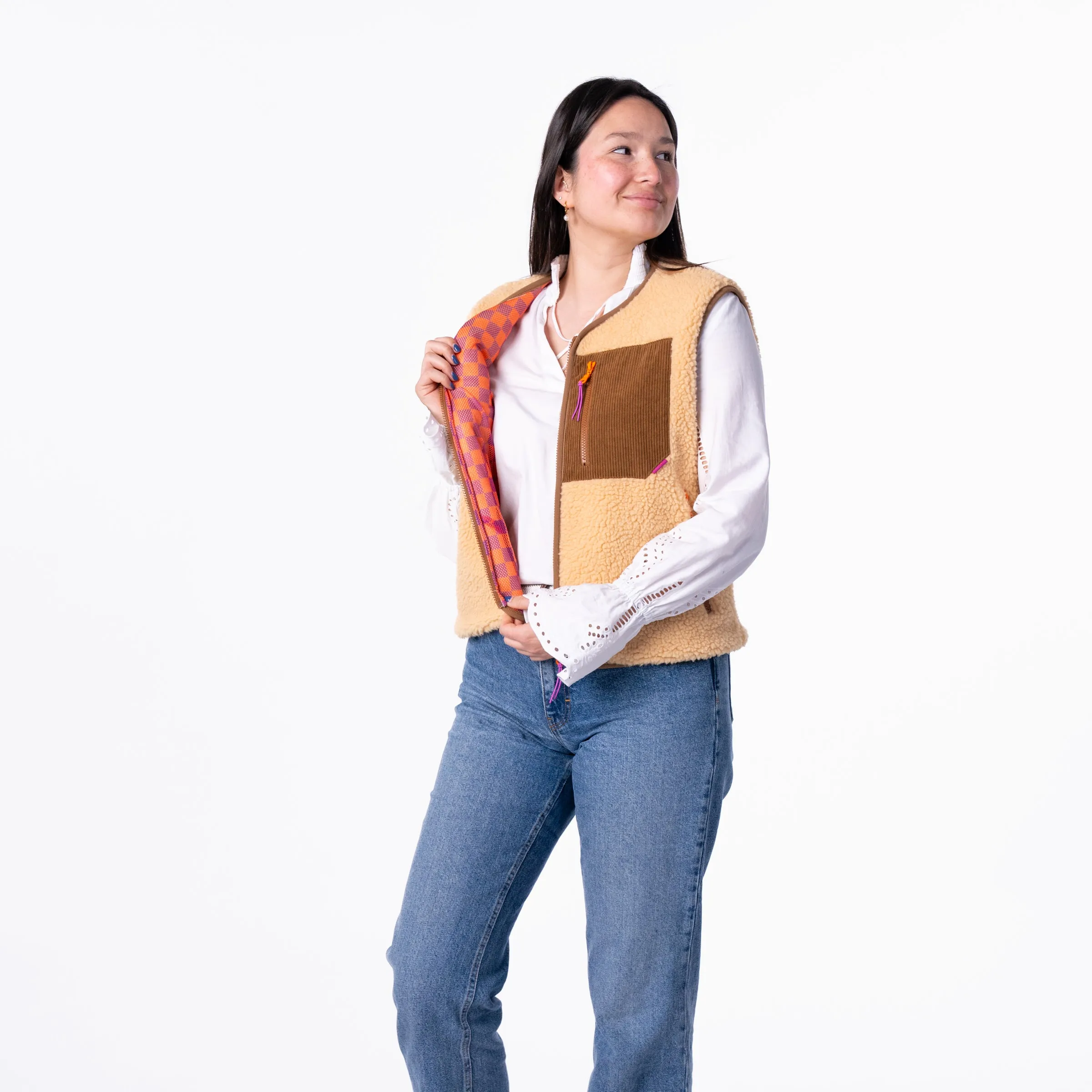 Veste en sherpa femme zippée sans manche - Beige sold by Billybelt product image thumbnail 5