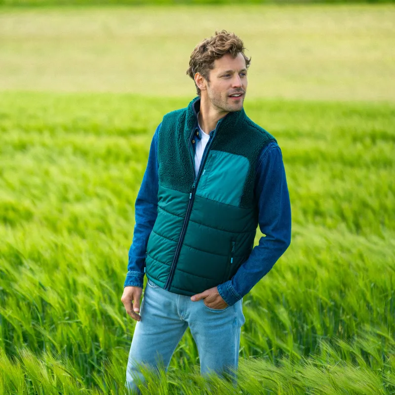 Veste bi-matières en sherpa sans manche - Vert sold by Billybelt