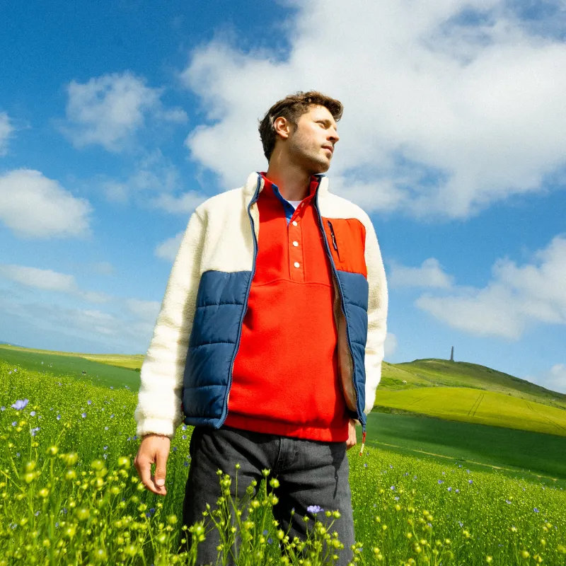 Veste bi-matières en sherpa - Ivoire et marine sold by Billybelt