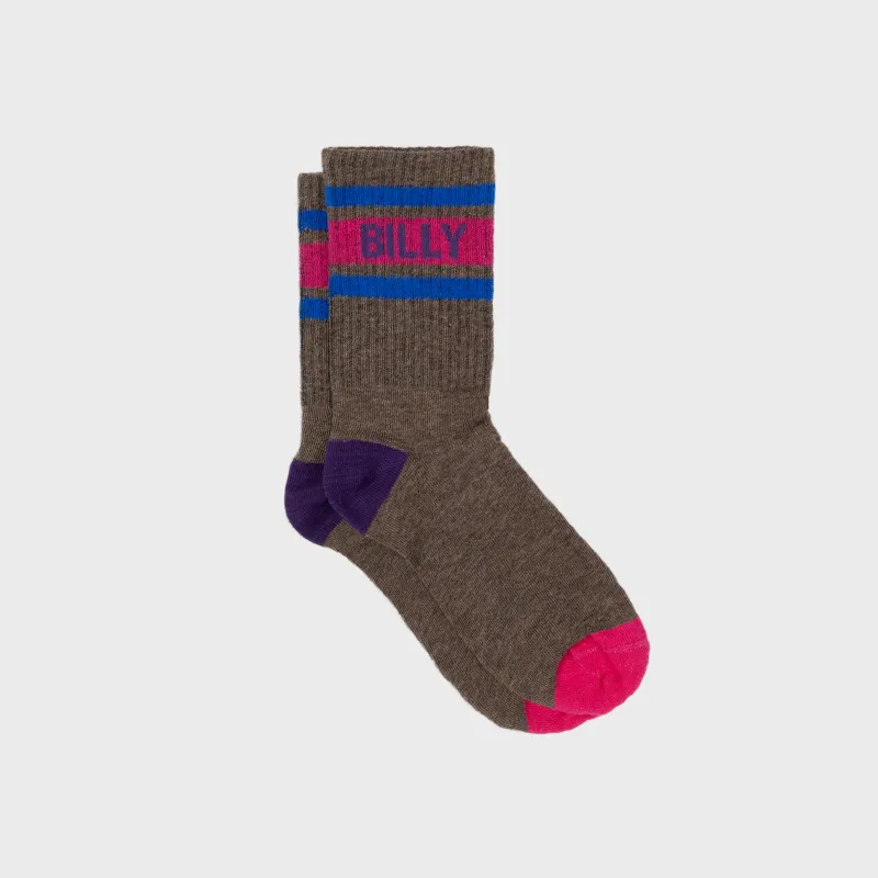 Chaussettes tennis - Marron, rayé rose et bleu sold by Billybelt