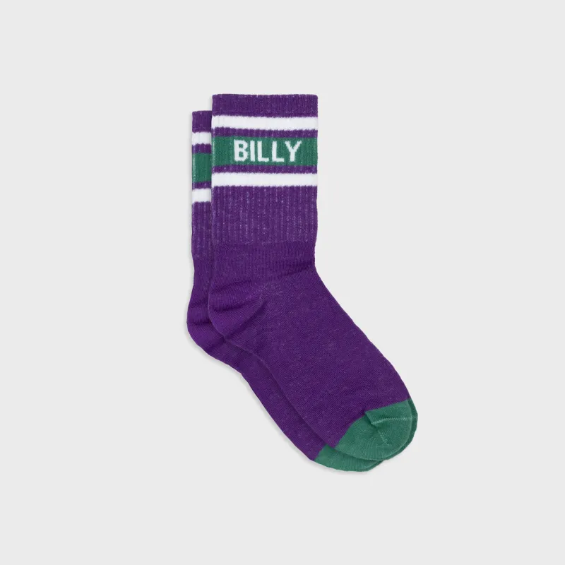 Chaussettes tennis - Violet, rayé vert et blanc sold by Billybelt