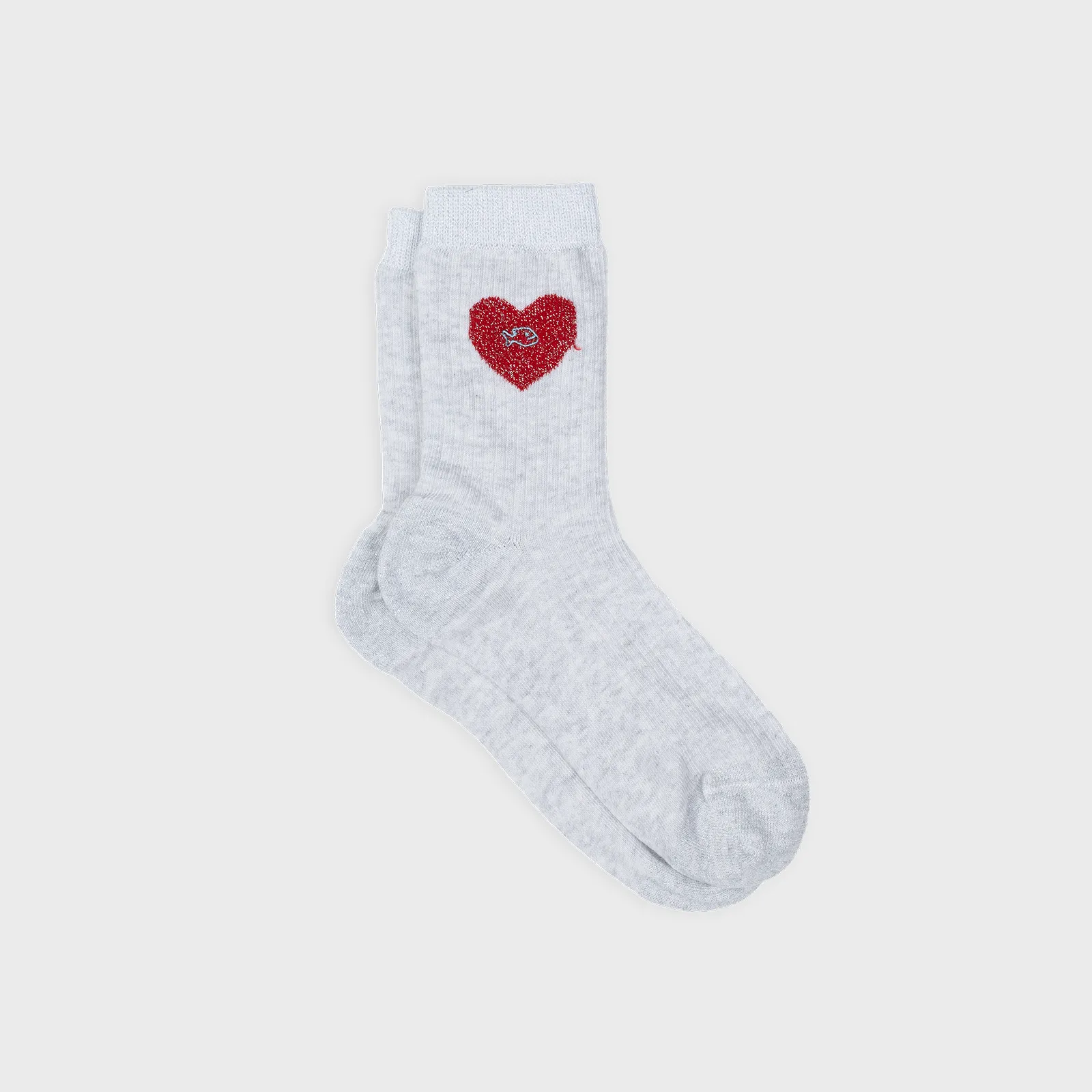 Chaussettes en coton peigné coeur - Blanc et rouge sold by Billybelt