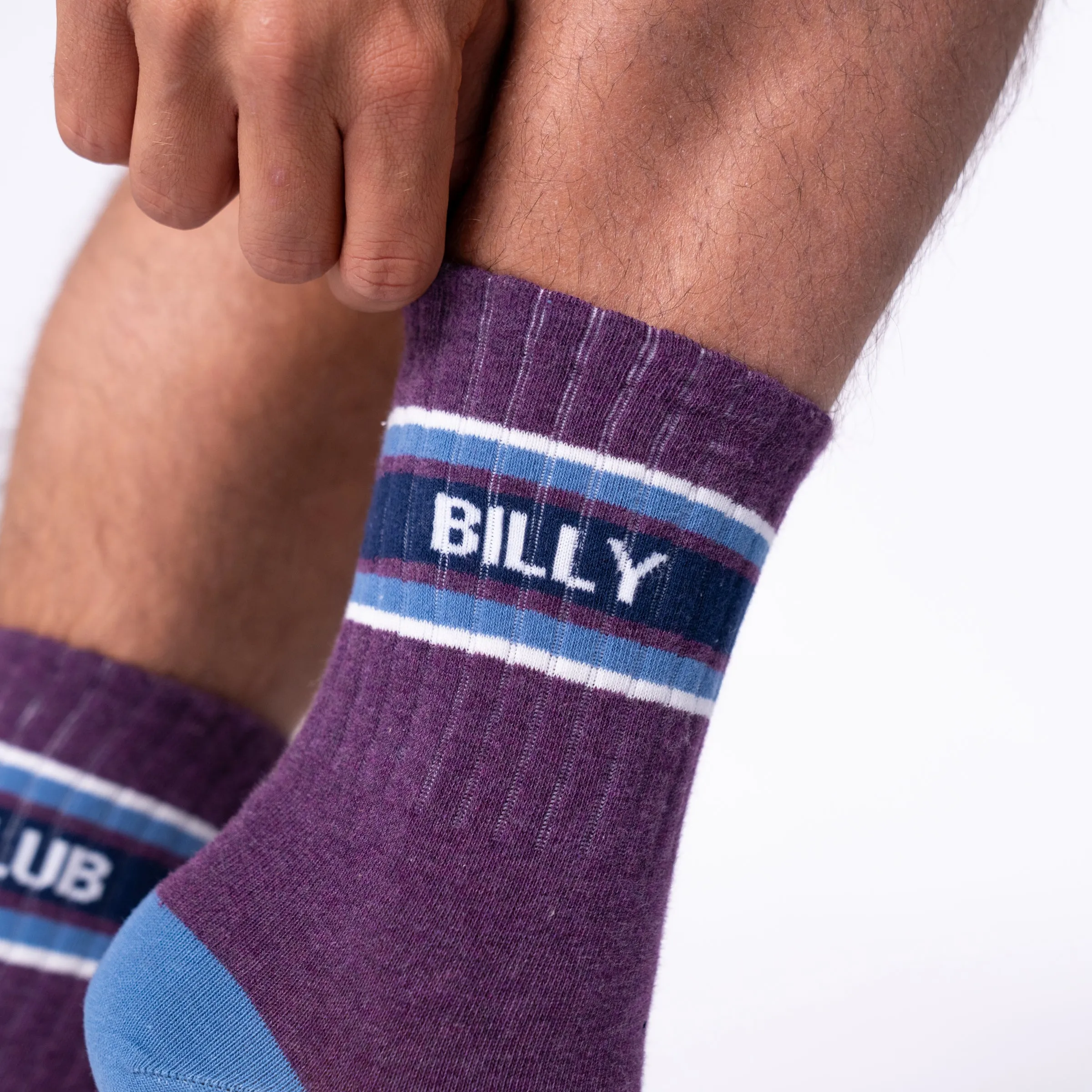 Chaussettes en coton peigné rétro - Violet, rayé bleu et blanc sold by Billybelt product image thumbnail 3