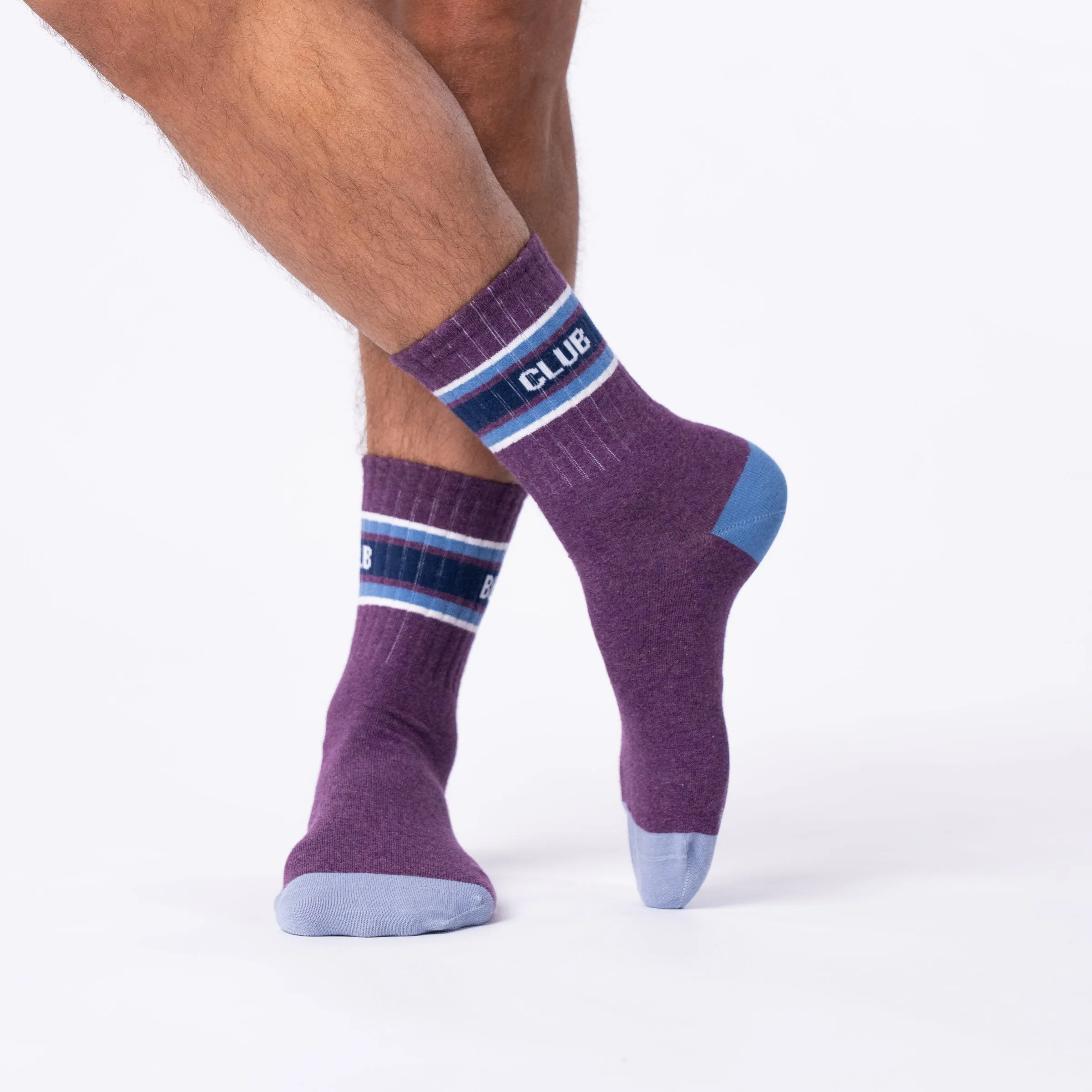 Chaussettes en coton peigné rétro - Violet, rayé bleu et blanc sold by Billybelt product image thumbnail 5