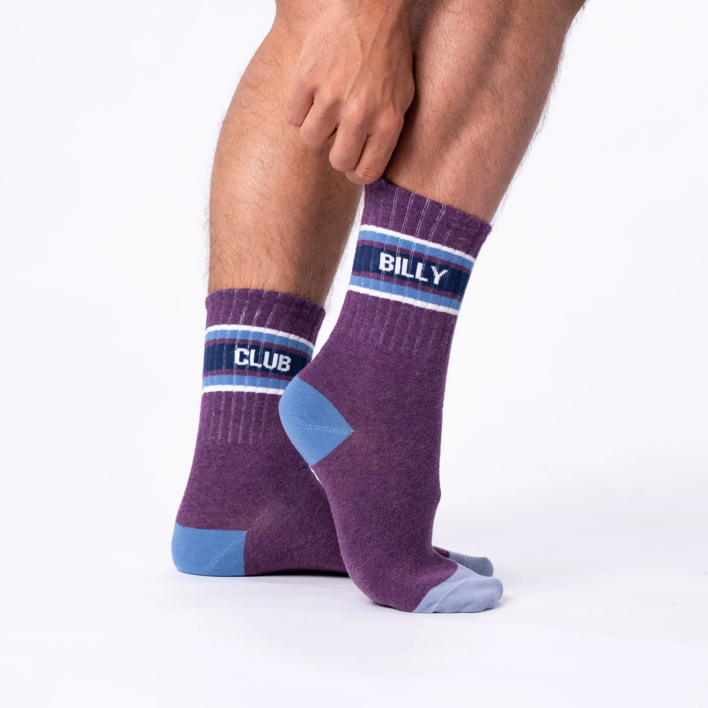 Chaussettes en coton peigné rétro - Violet, rayé bleu et blanc sold by Billybelt product image thumbnail 2