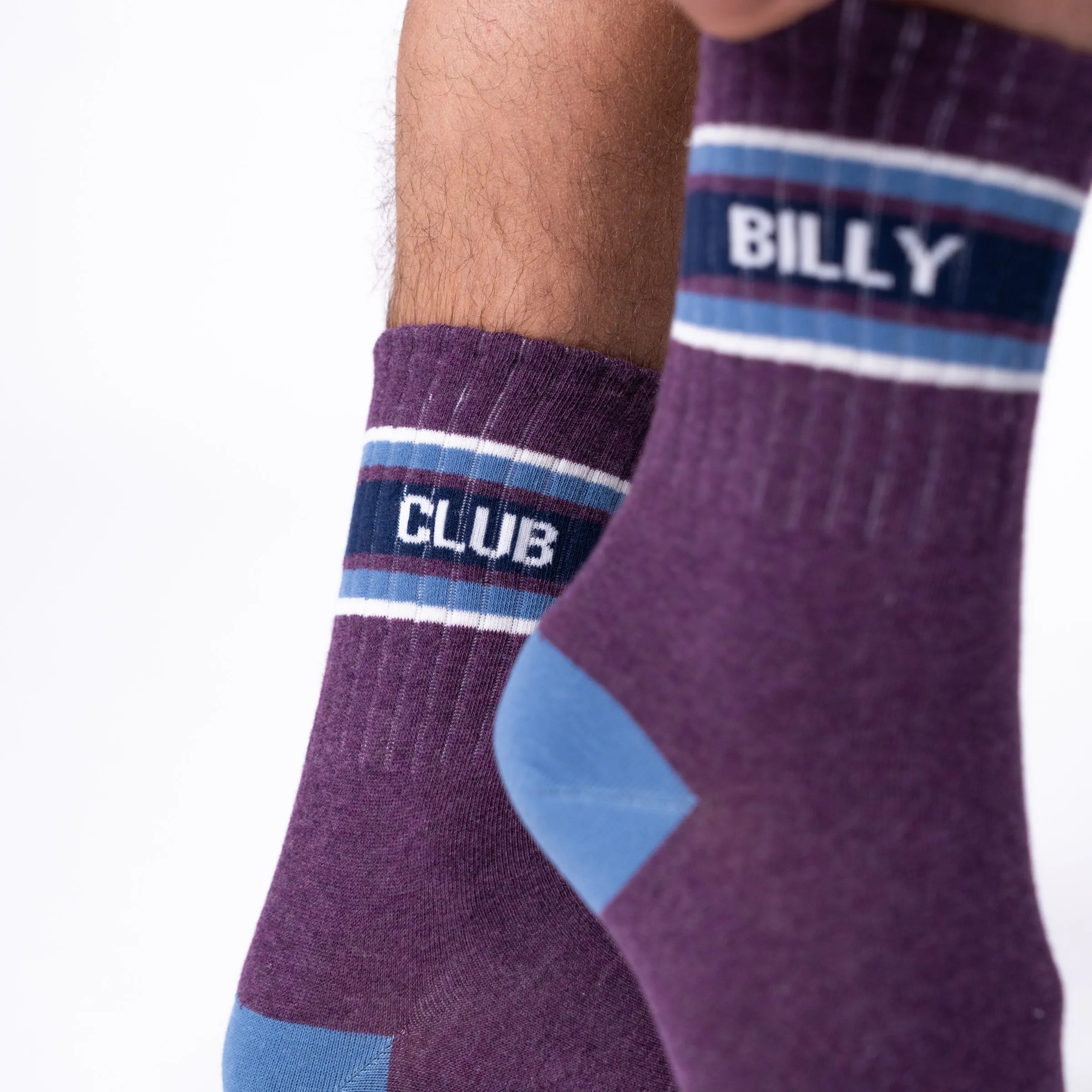 Chaussettes en coton peigné rétro - Violet, rayé bleu et blanc sold by Billybelt product image thumbnail 4