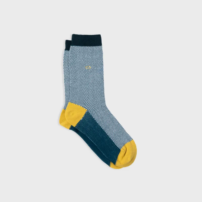Chaussettes en coton peigné chevrons - Emeraude sold by Billybelt