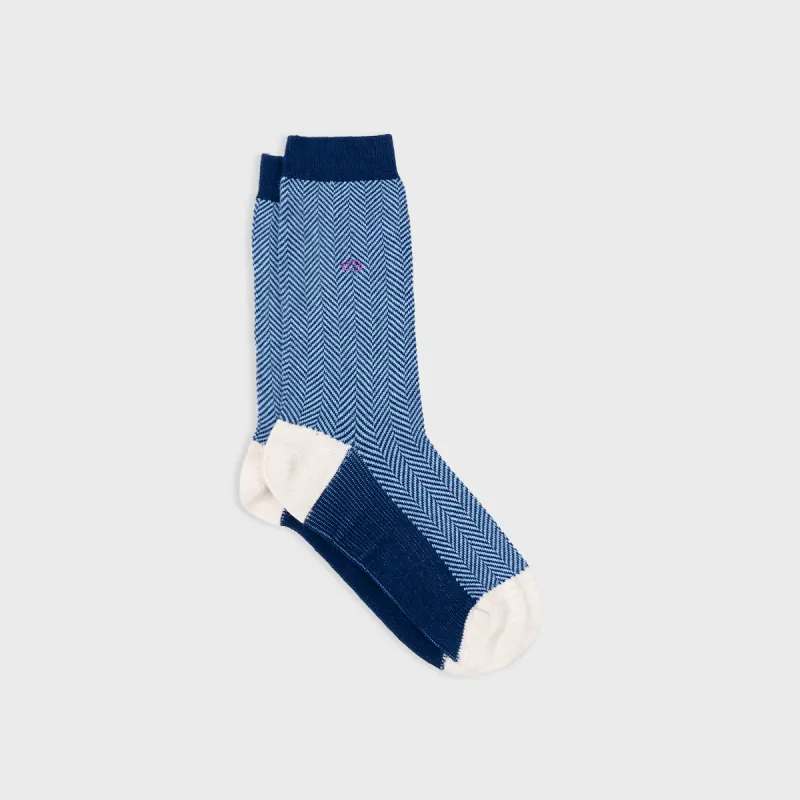 Chaussettes en coton peigné chevrons - Brume marine sold by Billybelt