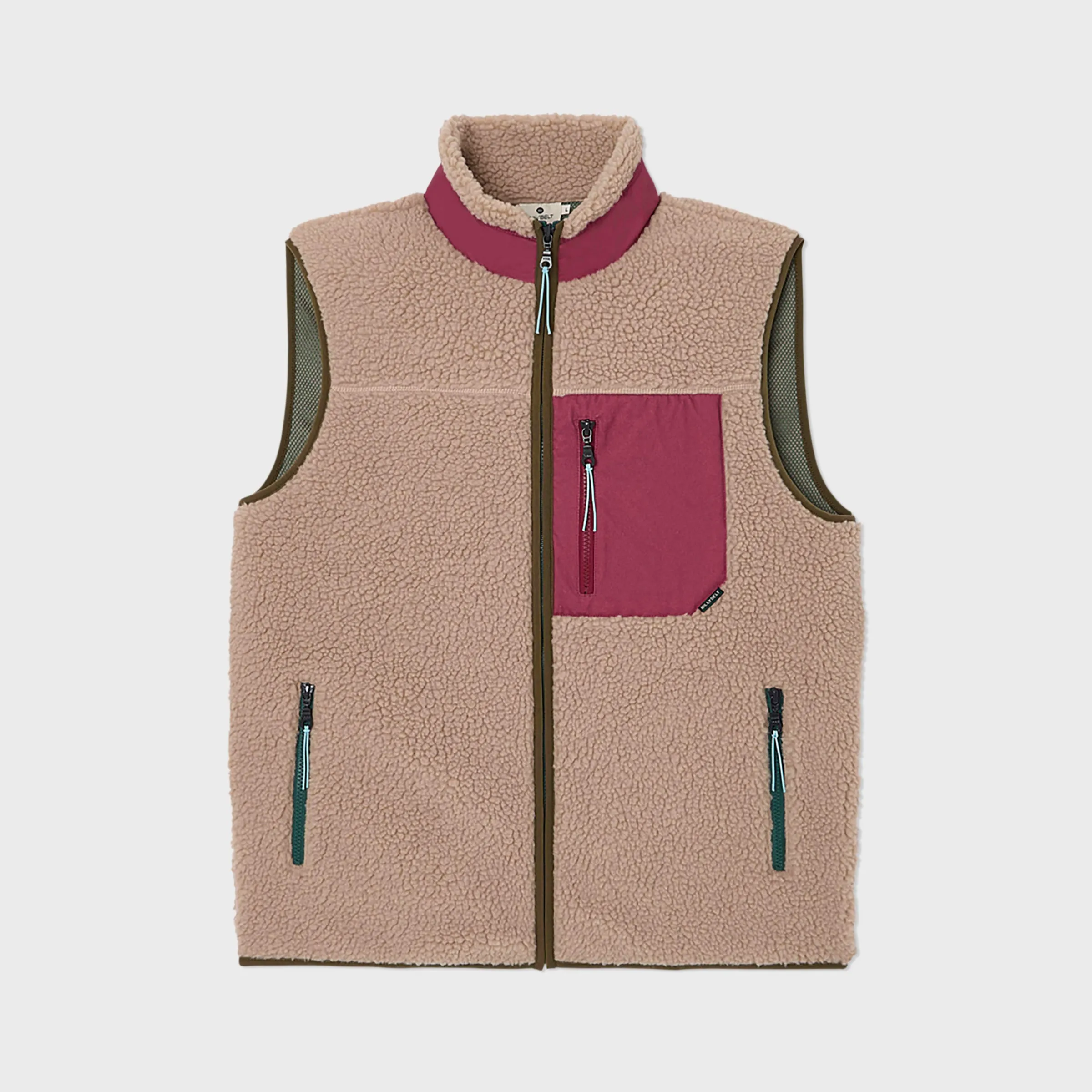 Veste sherpa mixte zippée sans manches - Naturel et bordeaux sold by Billybelt product image thumbnail 2