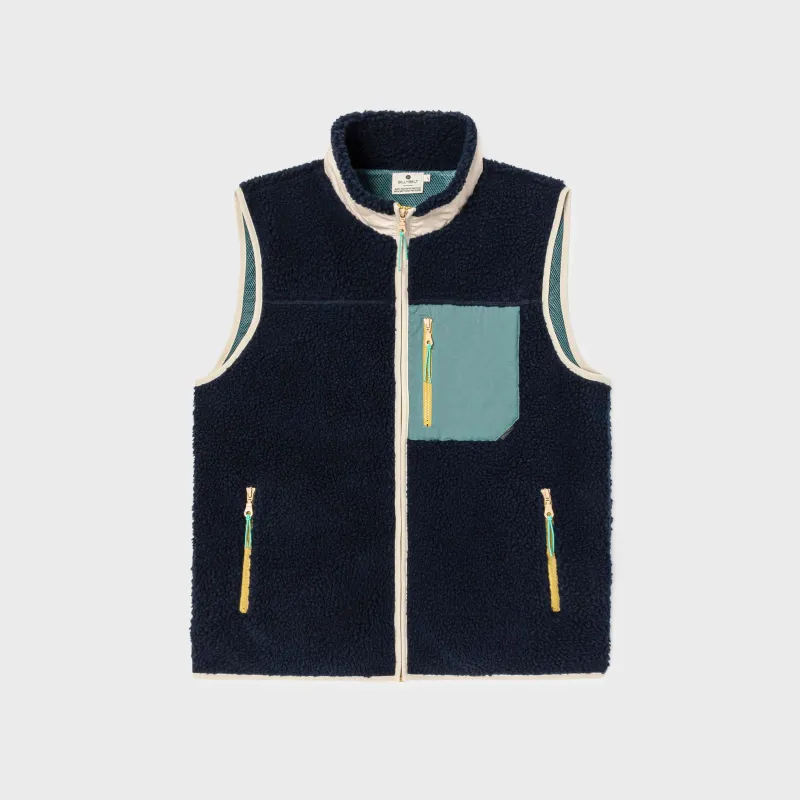 Veste sherpa mixte zippée sans manches - Marine et vert sold by Billybelt