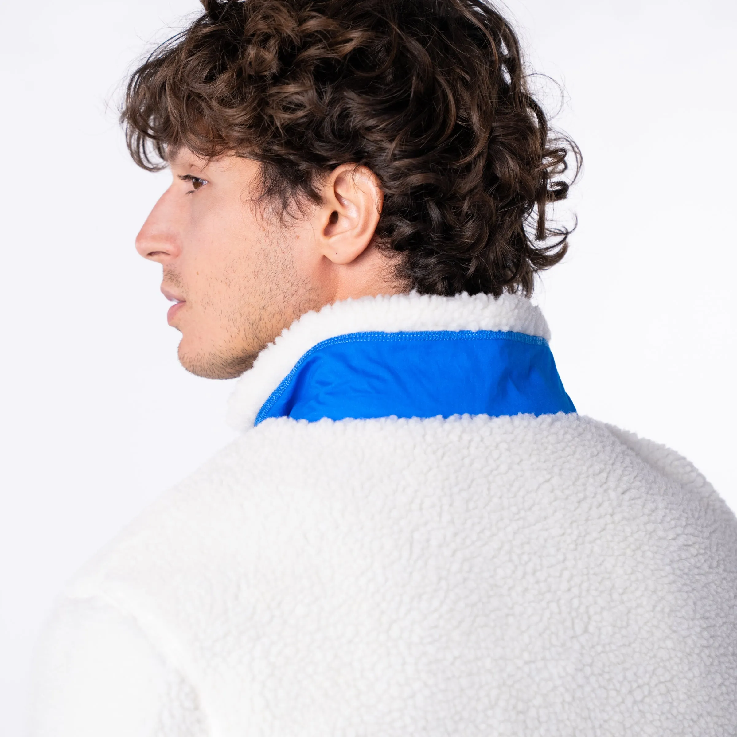 Veste sherpa mixte zippée - Ivoire et bleu sold by Billybelt product image thumbnail 5