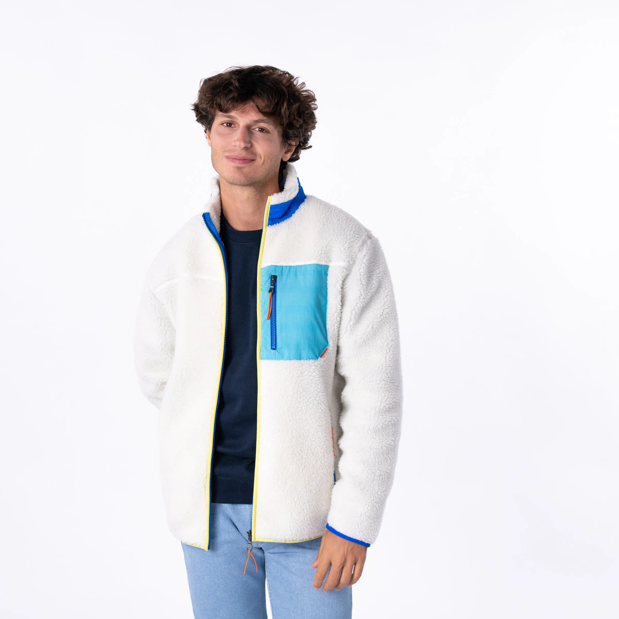 Veste sherpa mixte zippée - Ivoire et bleu sold by Billybelt product image thumbnail 2