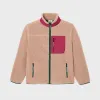Veste sherpa mixte zippée - Naturel et bordeaux sold by Billybelt