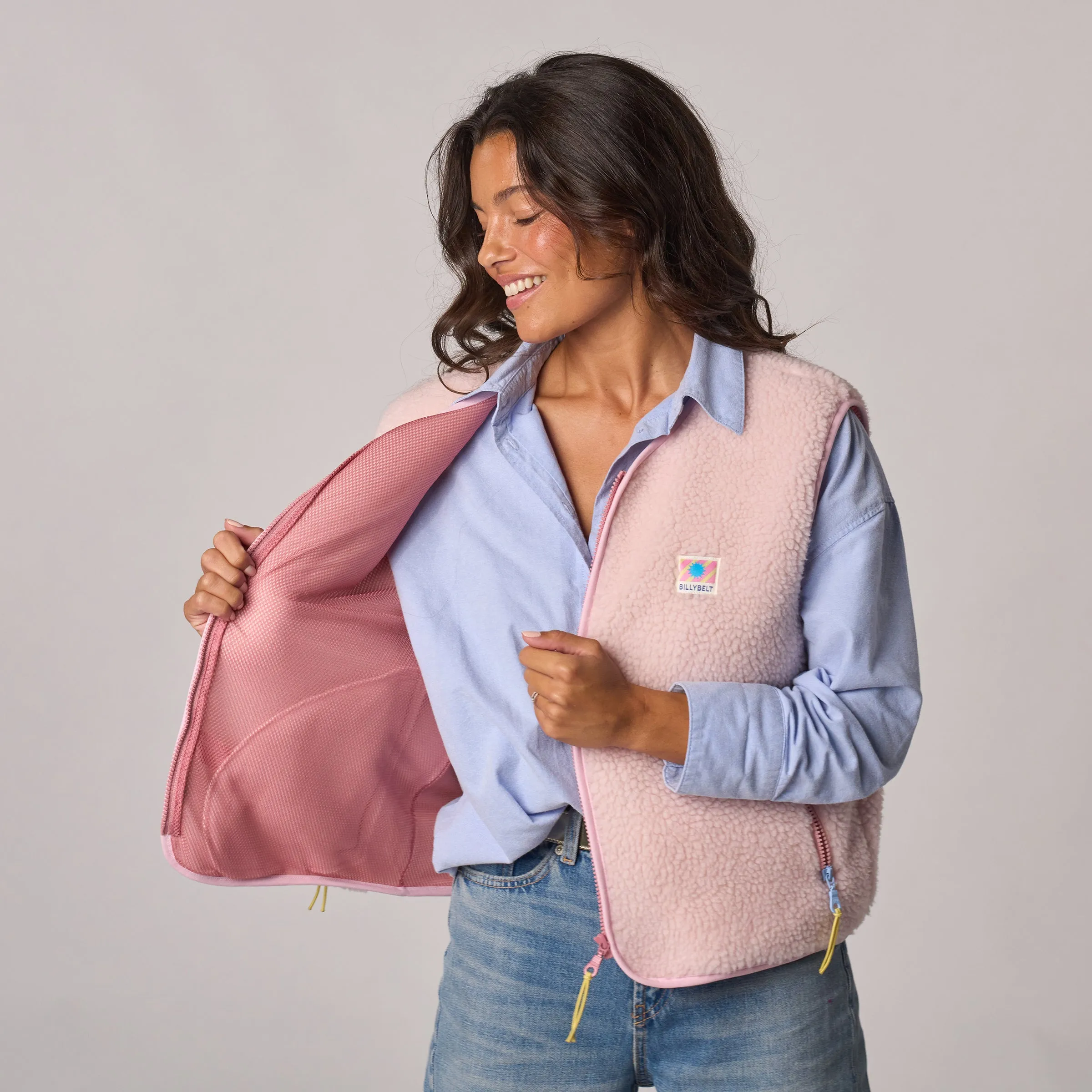 Veste en sherpa femme zippée sans manches - Rose pâle sold by Billybelt product image thumbnail 4