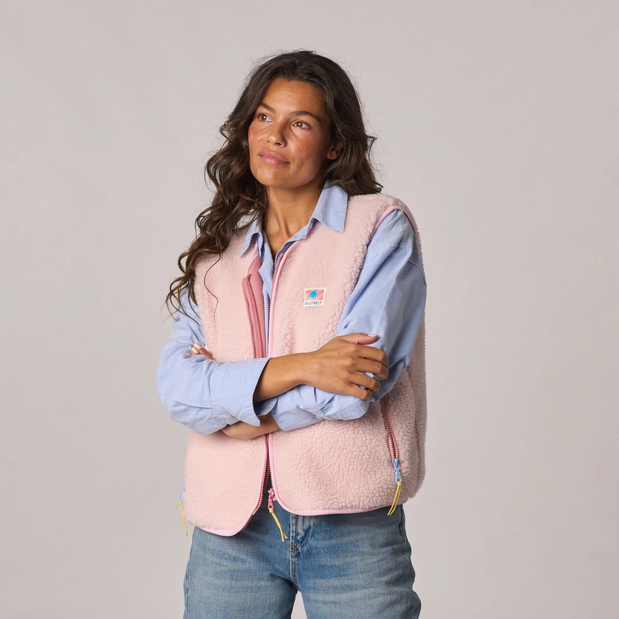 Veste en sherpa femme zippée sans manches - Rose pâle sold by Billybelt product image thumbnail 5