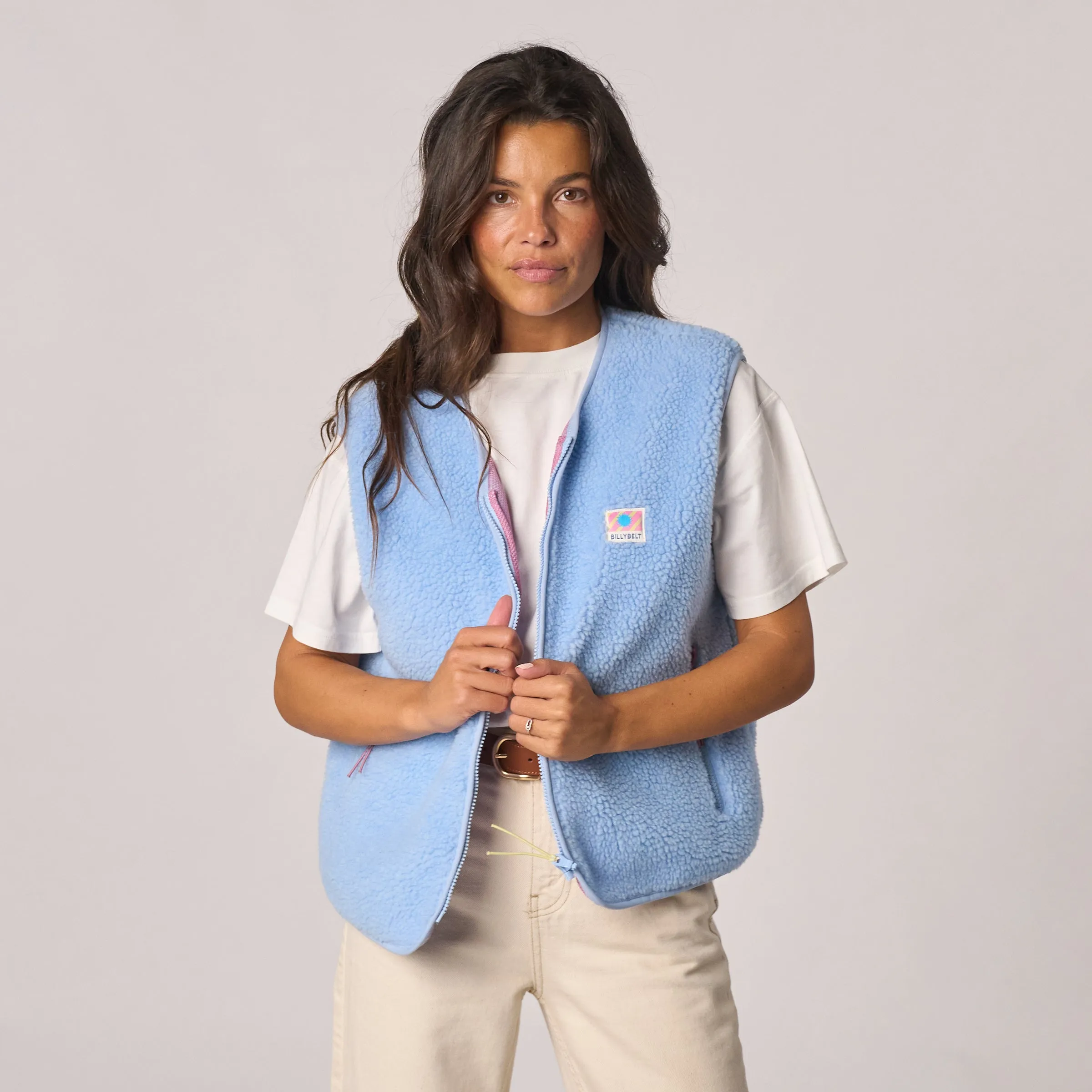 Veste en sherpa femme zippée sans manches - Bleu sold by Billybelt product image thumbnail 2
