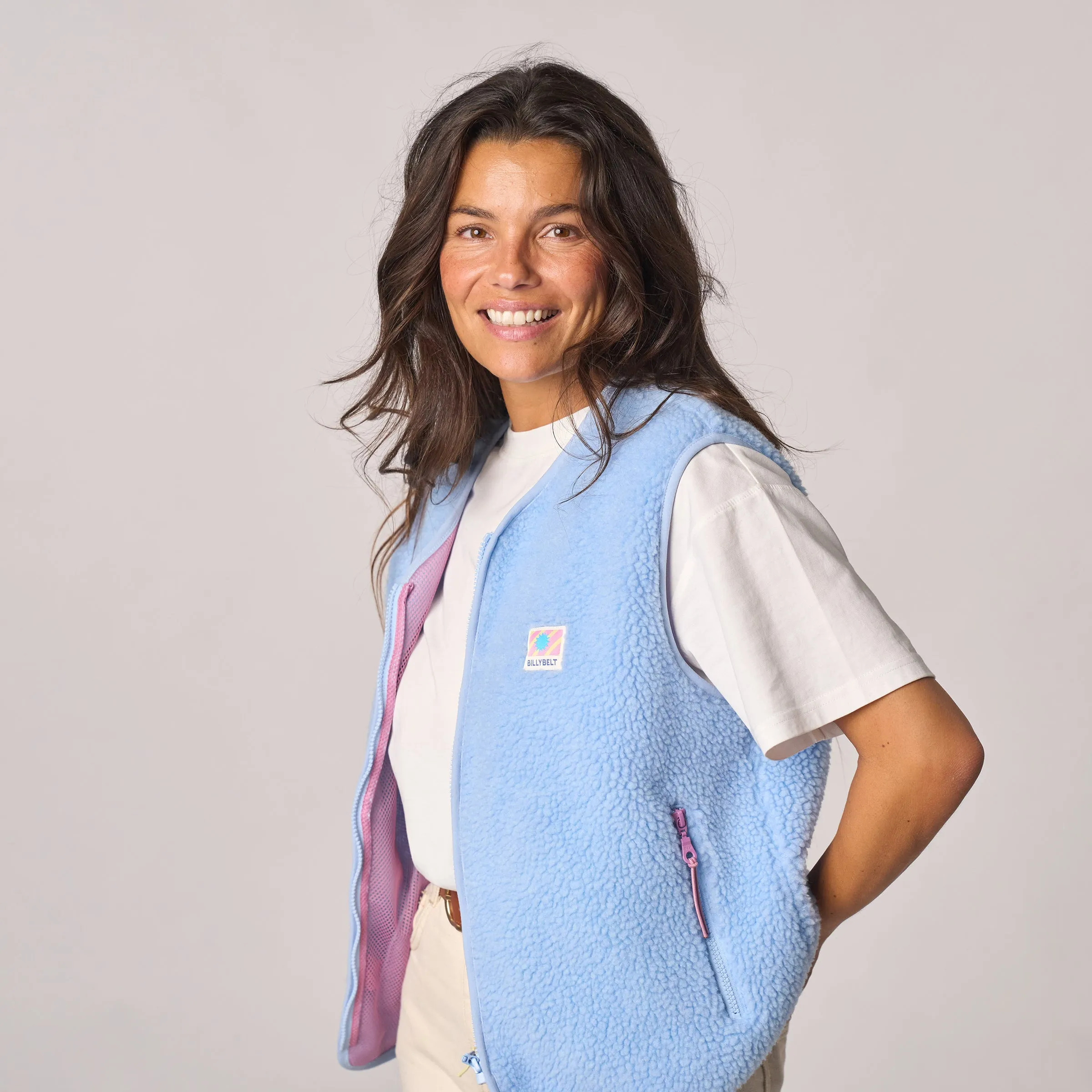 Veste en sherpa femme zippée sans manches - Bleu sold by Billybelt product image thumbnail 5