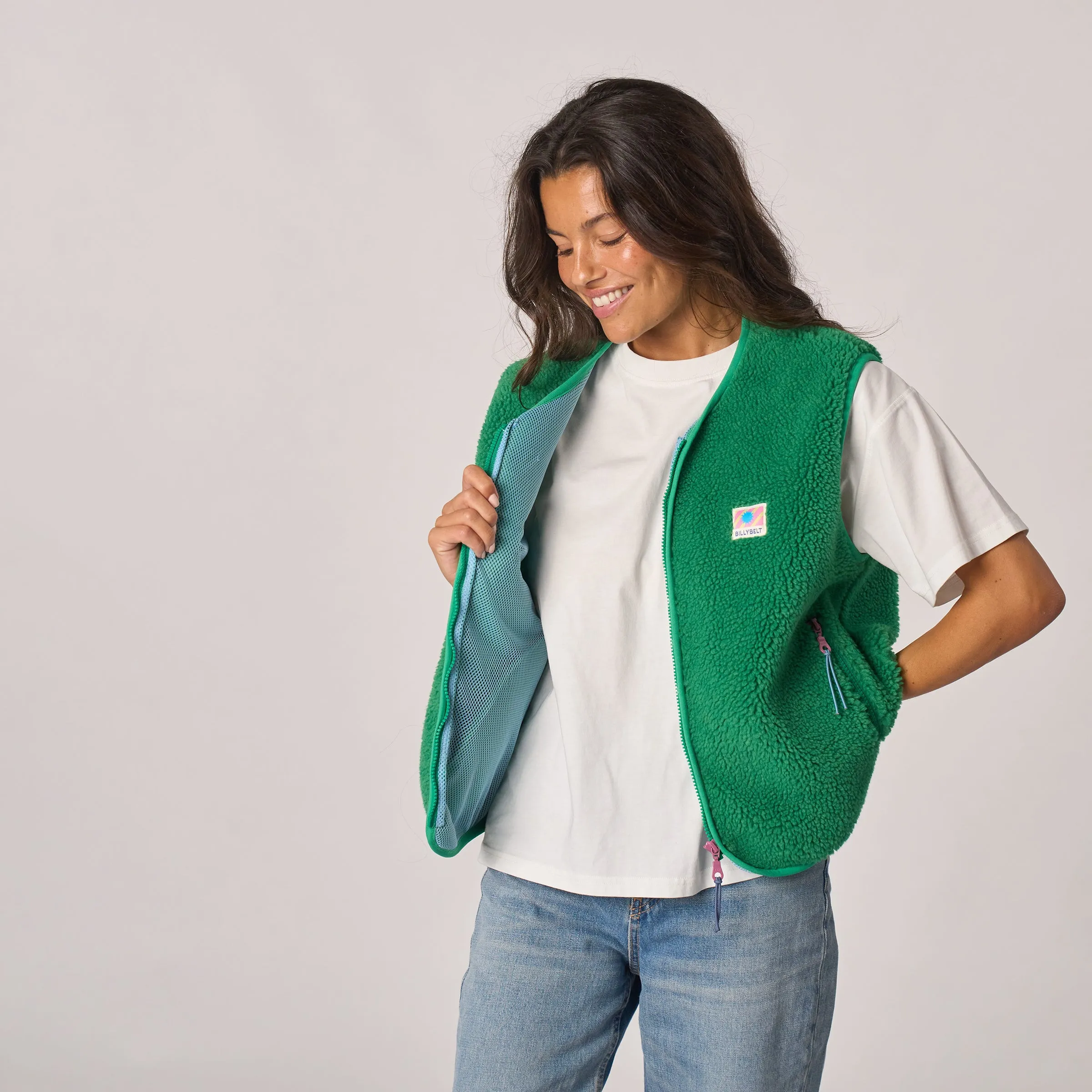 Veste en sherpa femme zippée sans manches - Vert sold by Billybelt product image thumbnail 4