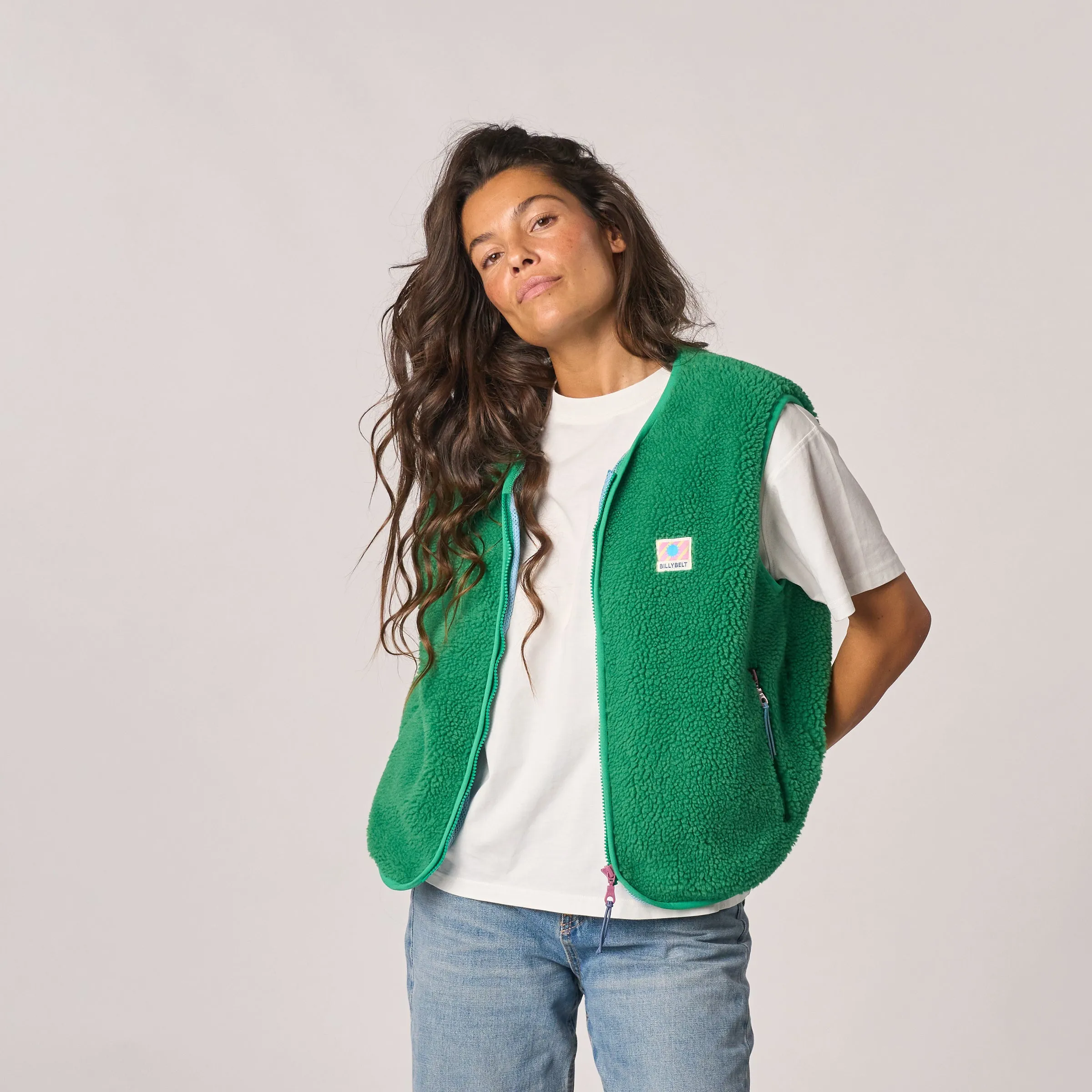 Veste en sherpa femme zippée sans manches - Vert sold by Billybelt product image thumbnail 3