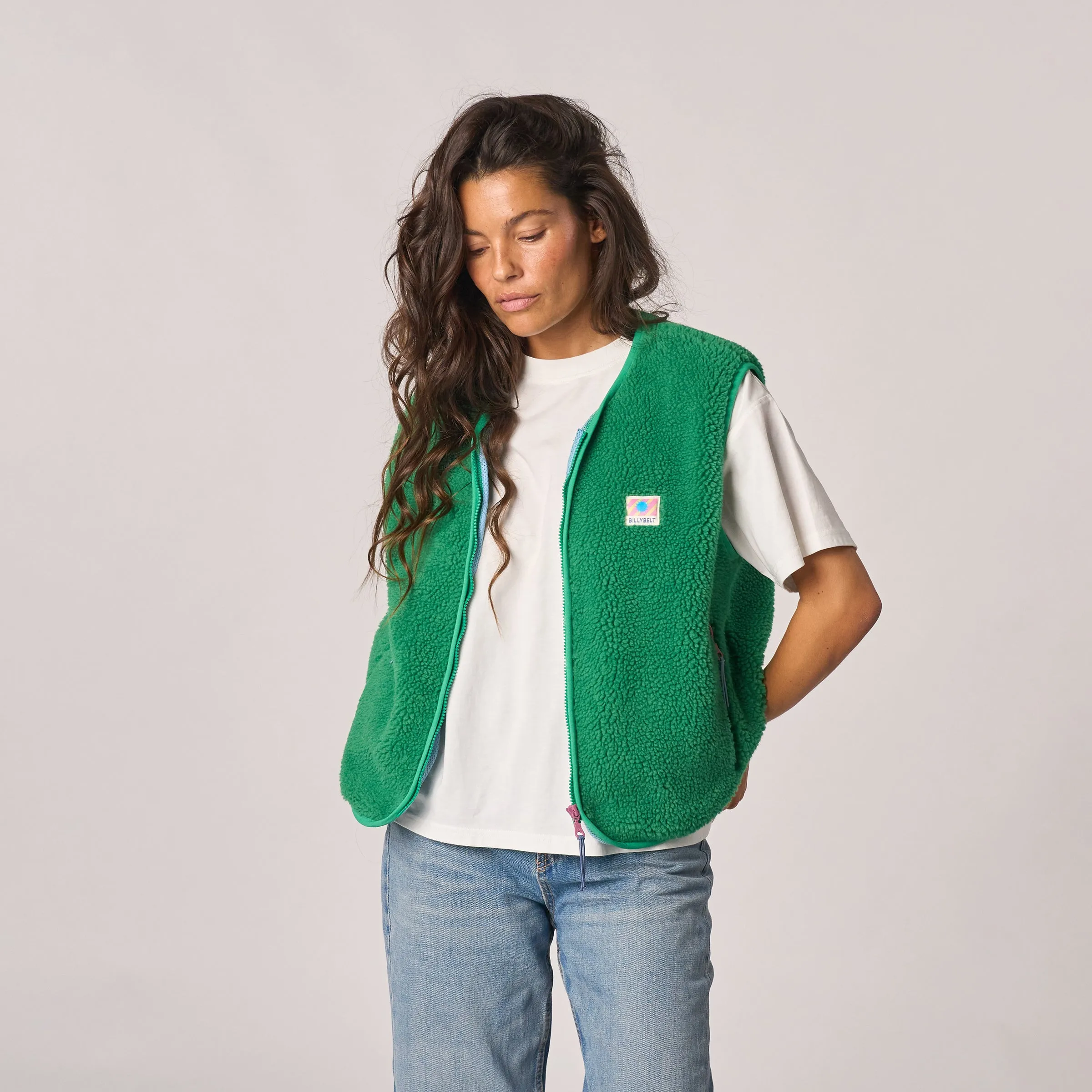 Veste en sherpa femme zippée sans manches - Vert sold by Billybelt product image thumbnail 2