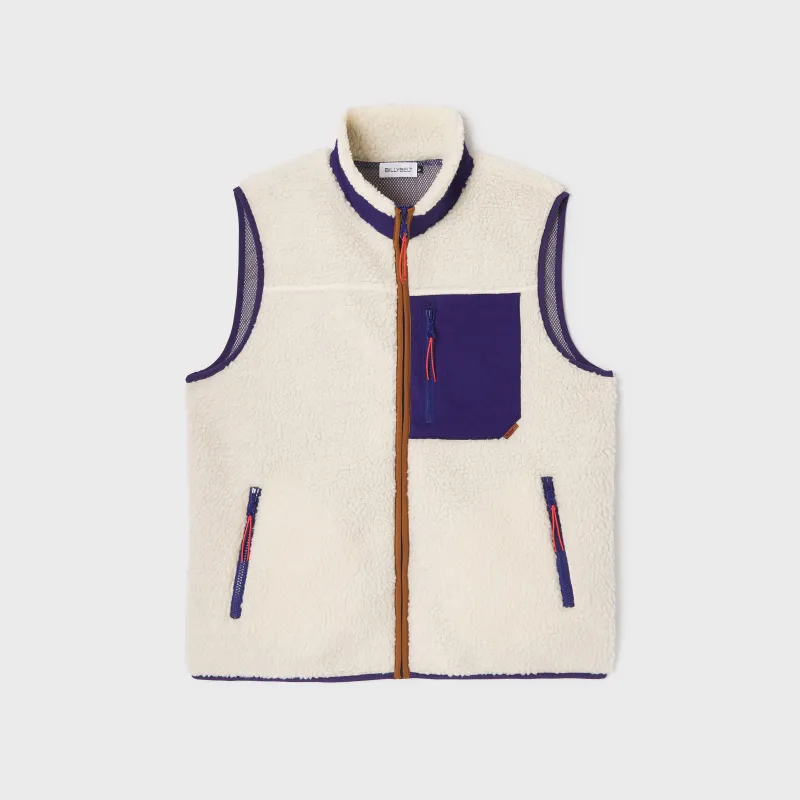 Veste sherpa mixte zippée sans manches - Ivoire et marine sold by Billybelt