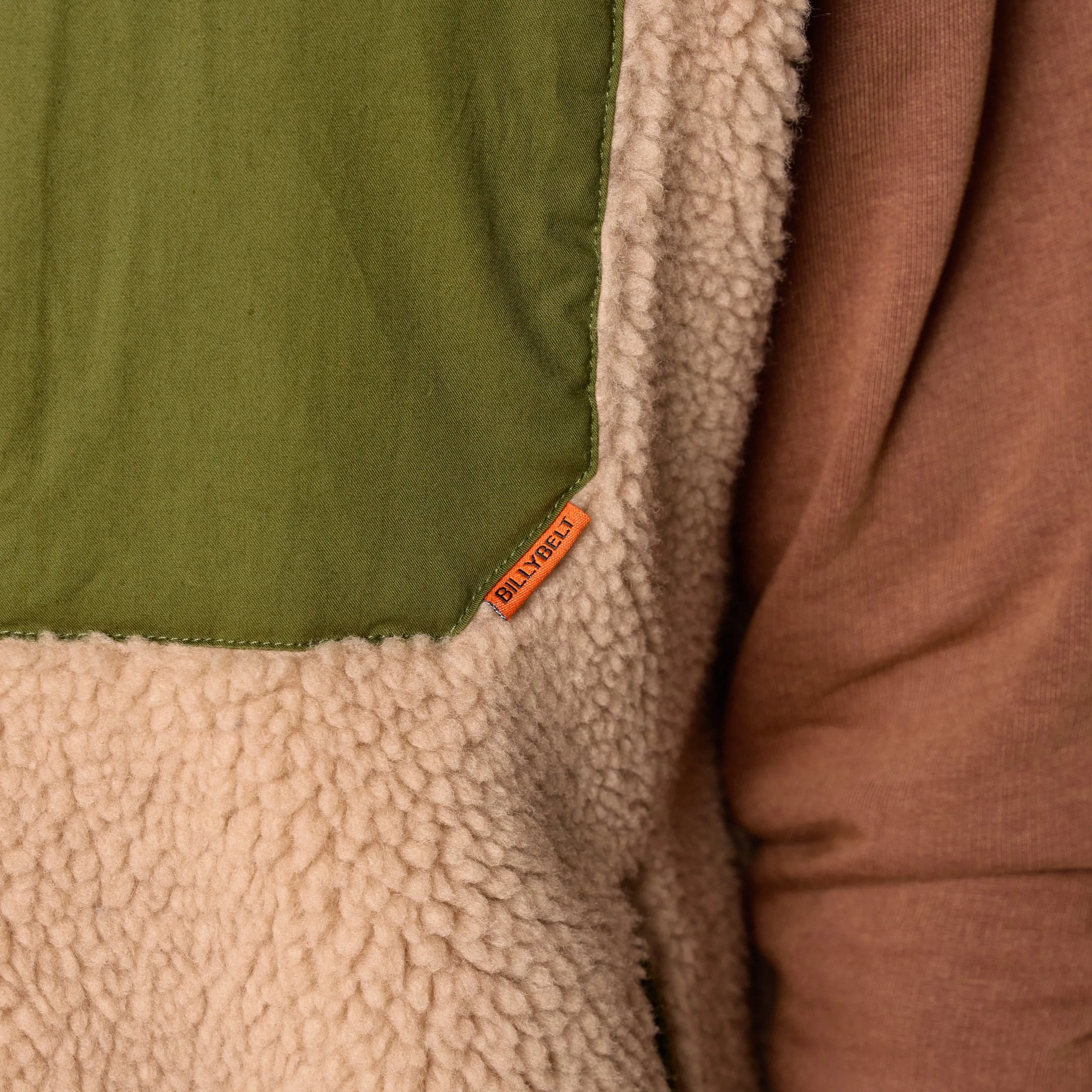 Veste sherpa mixte zippée sans manches - Naturel et kaki sold by Billybelt product image thumbnail 5