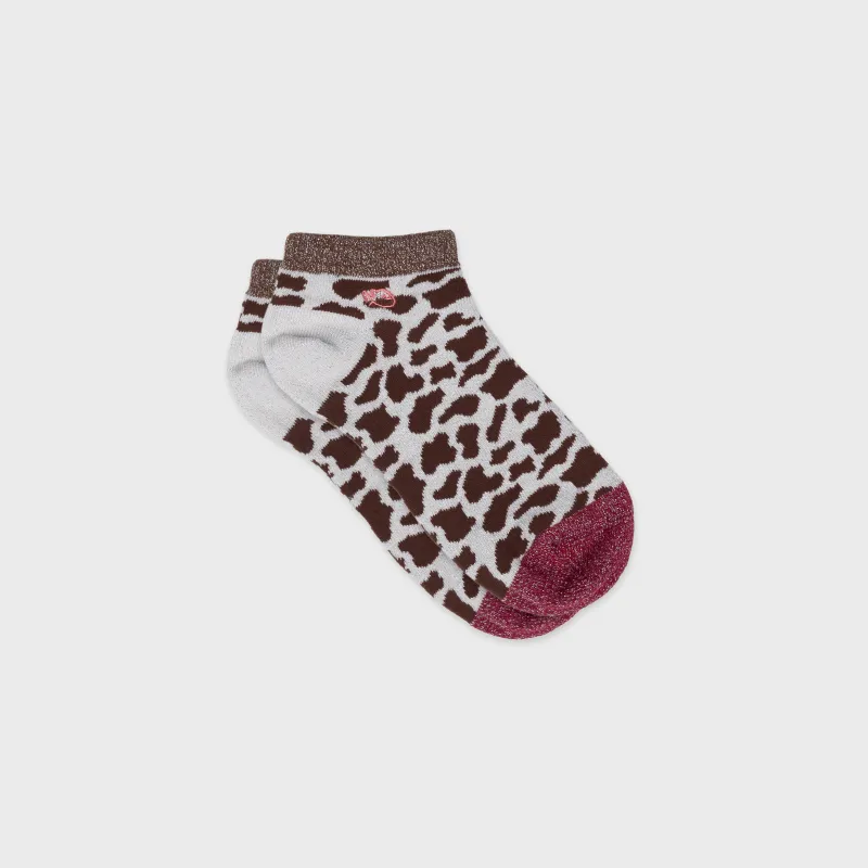 Socquettes pailletées en coton peigné vache - Marron sold by Billybelt