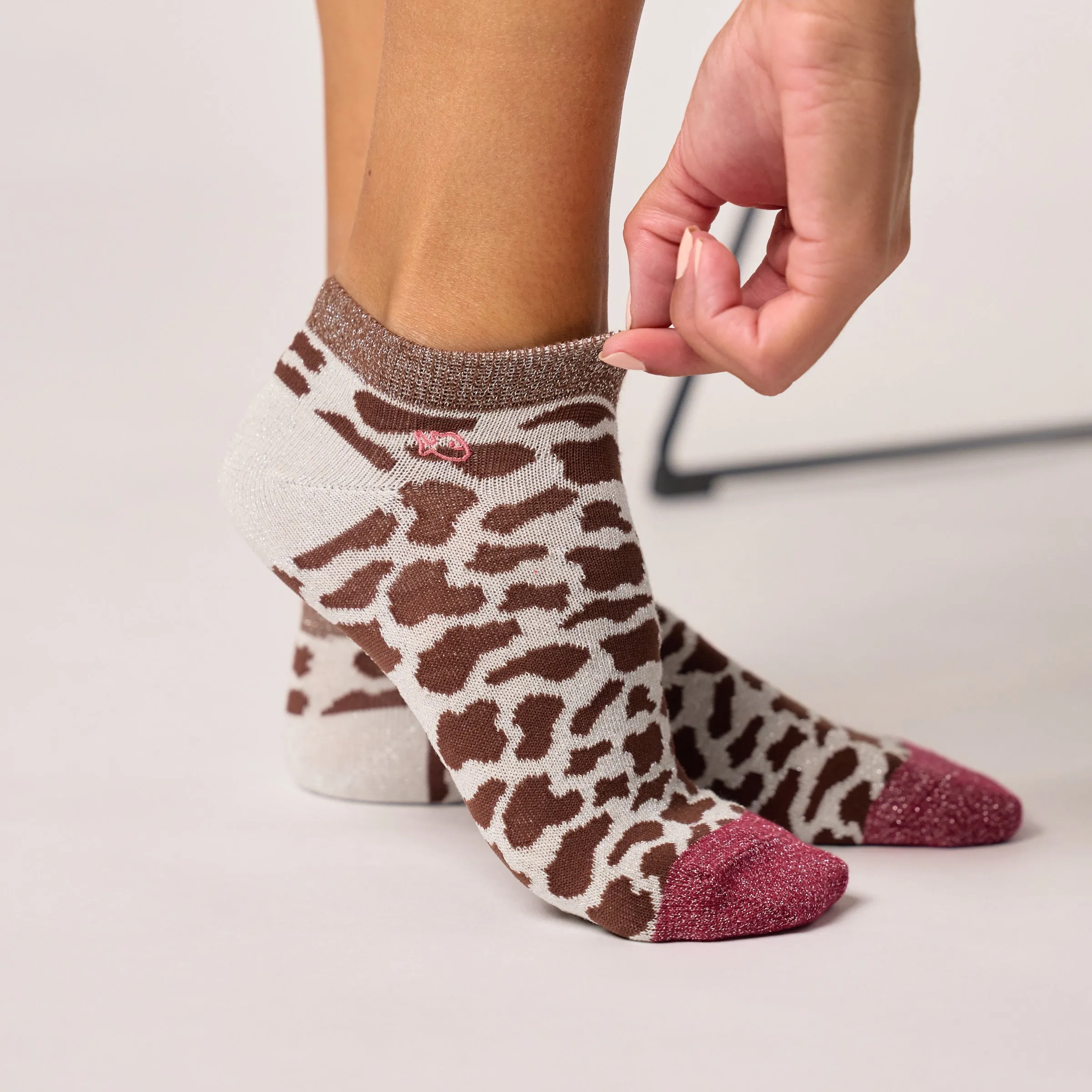 Socquettes pailletées en coton peigné vache - Marron sold by Billybelt product image thumbnail 2