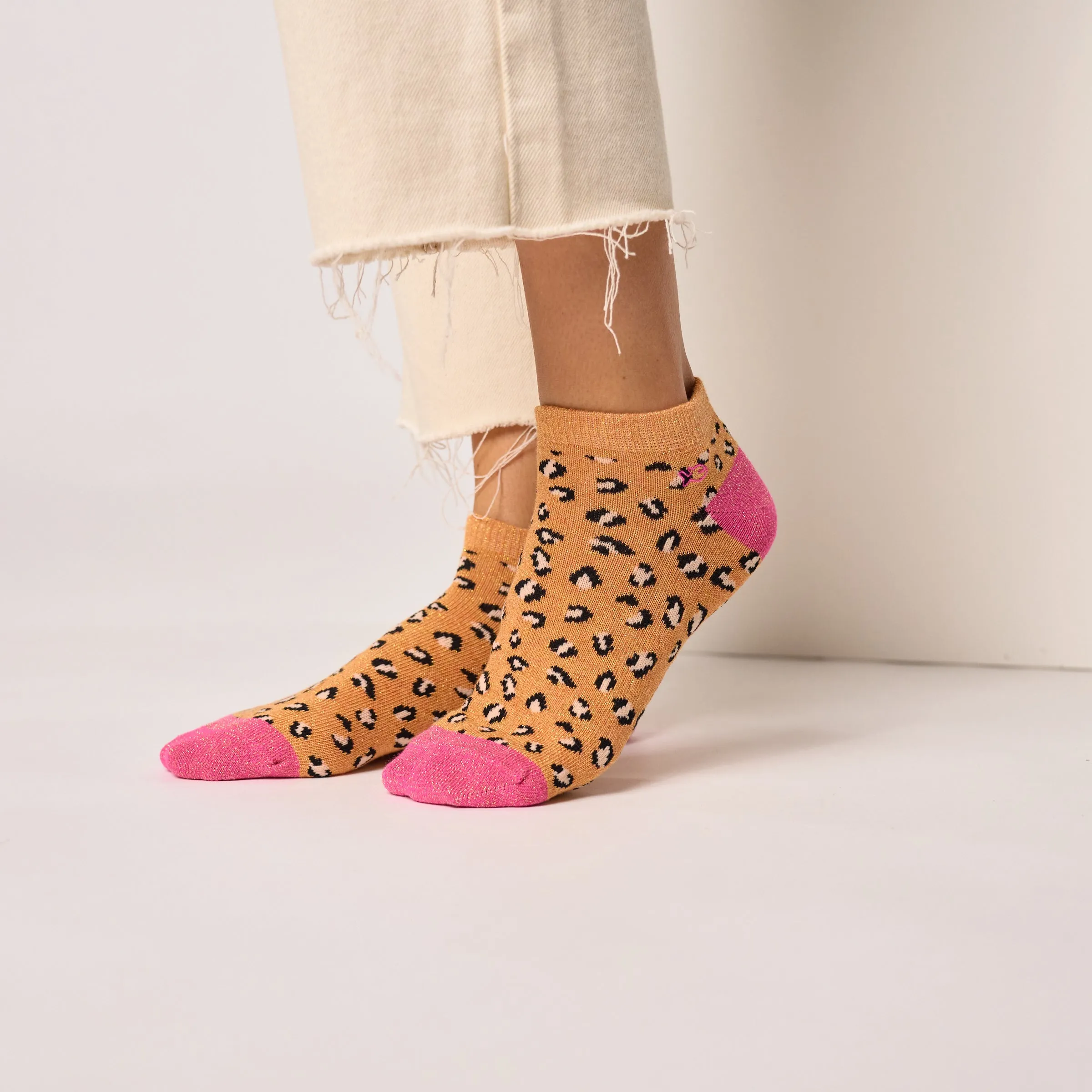 Socquettes pailletées en coton peigné léopard - Orange sold by Billybelt product image thumbnail 2