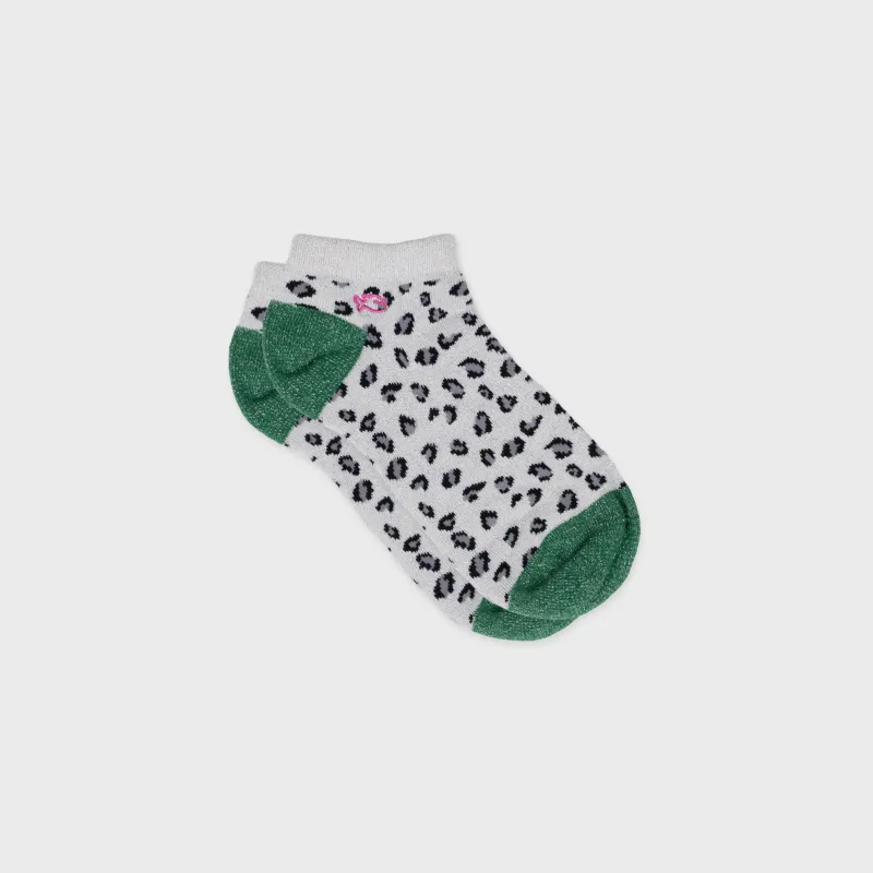 Socquettes pailletées en coton peigné léopard - Blanc et vert sold by Billybelt