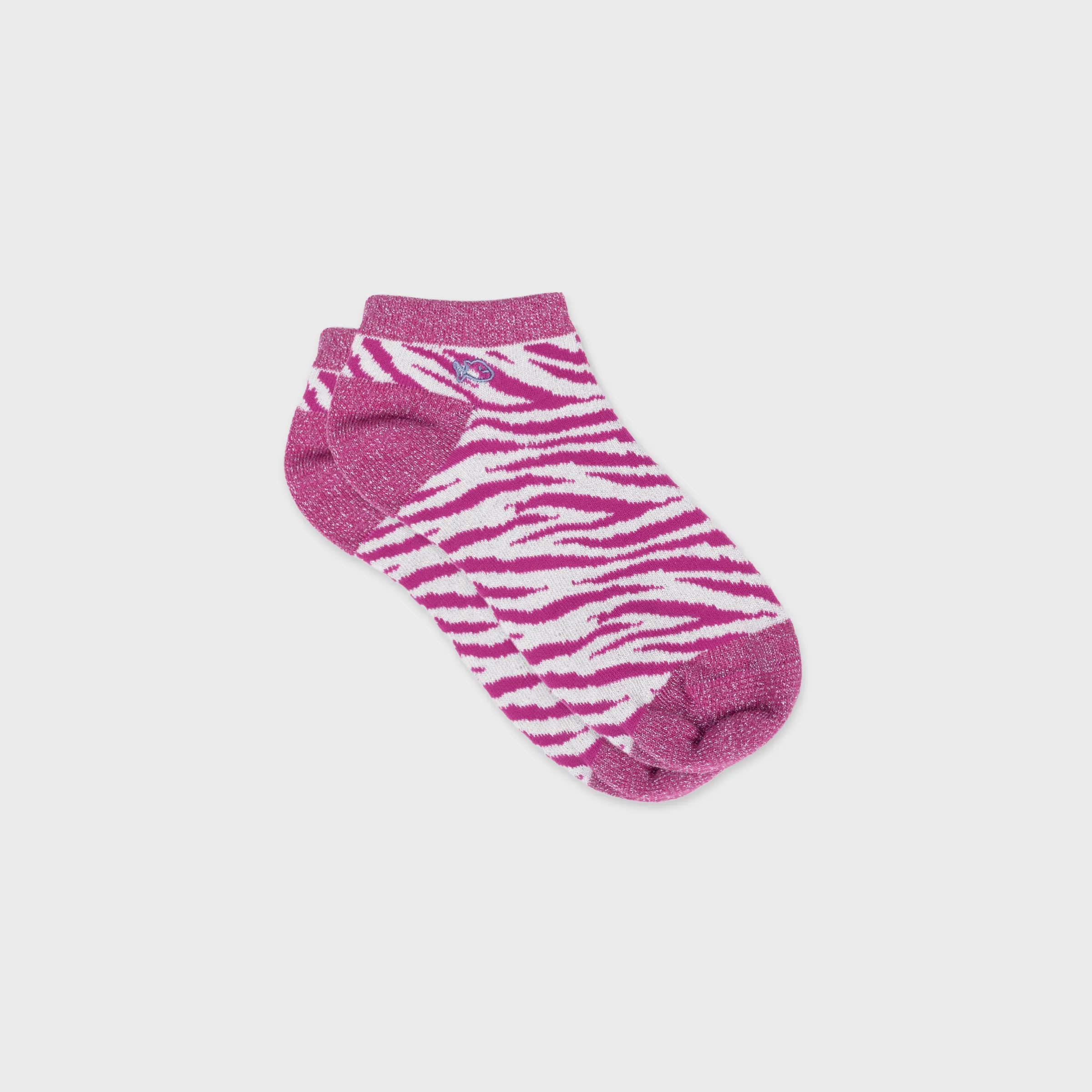 Socquettes pailletées en coton peigné zèbre - Violet et blanc sold by Billybelt