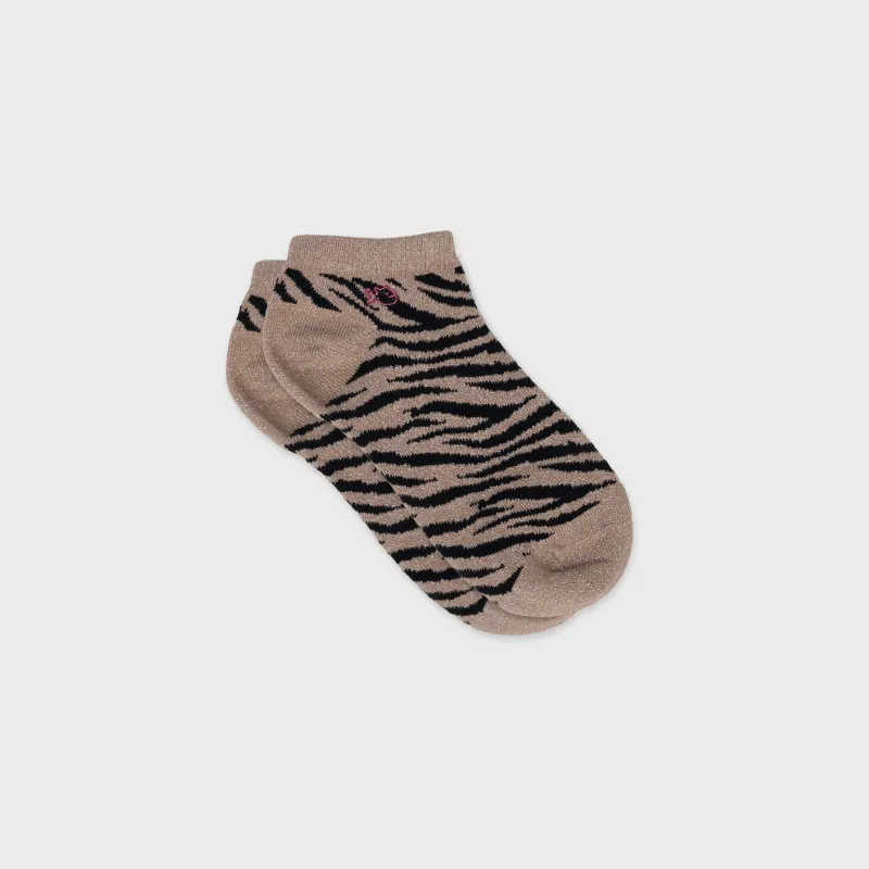 Socquettes pailletées en coton peigné zèbre - Marron et noir sold by Billybelt