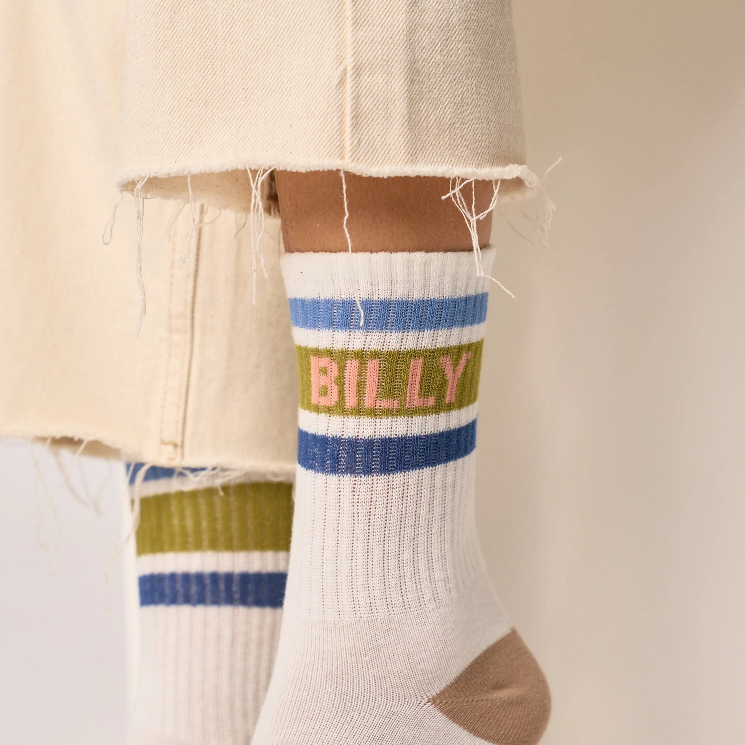 Chaussettes tennis - Blanc, rayé kaki et bleu sold by Billybelt product image thumbnail 3