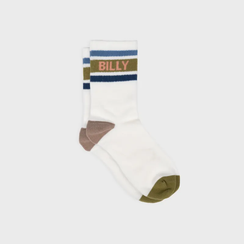 Chaussettes tennis - Blanc, rayé kaki et bleu made by Billybelt