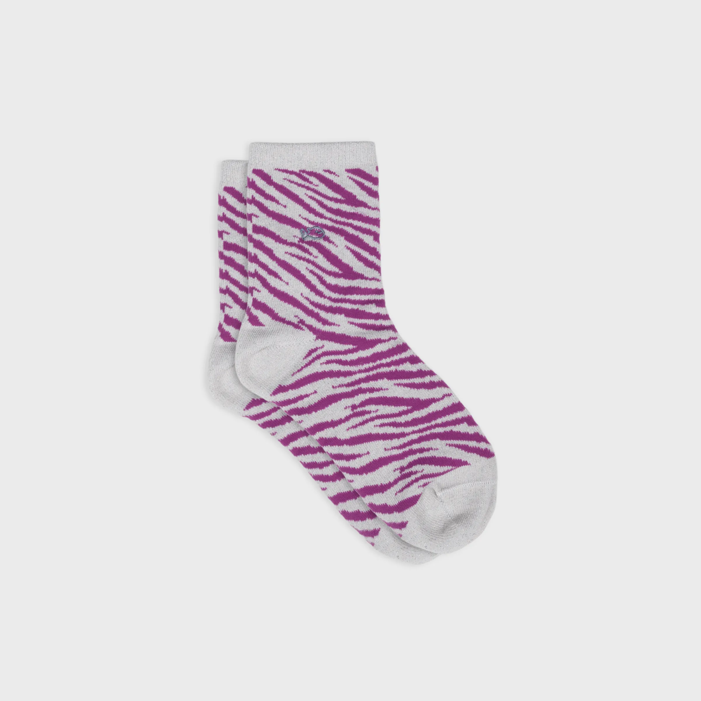 Chaussettes pailletées en coton peigné zèbre - Blanc et violet sold by Billybelt