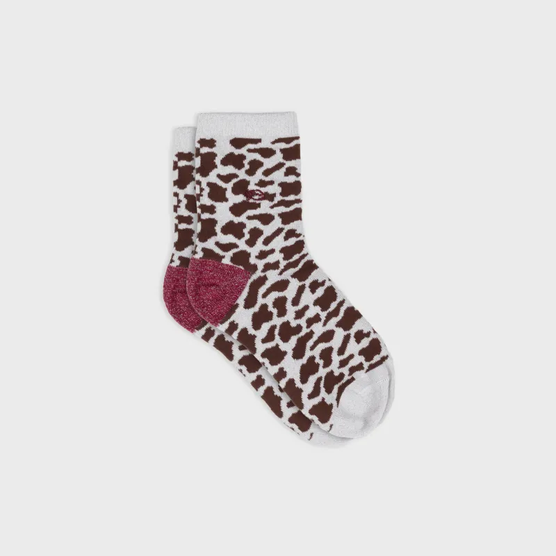 Chaussettes pailletées en coton peigné vache - Marron made by Billybelt