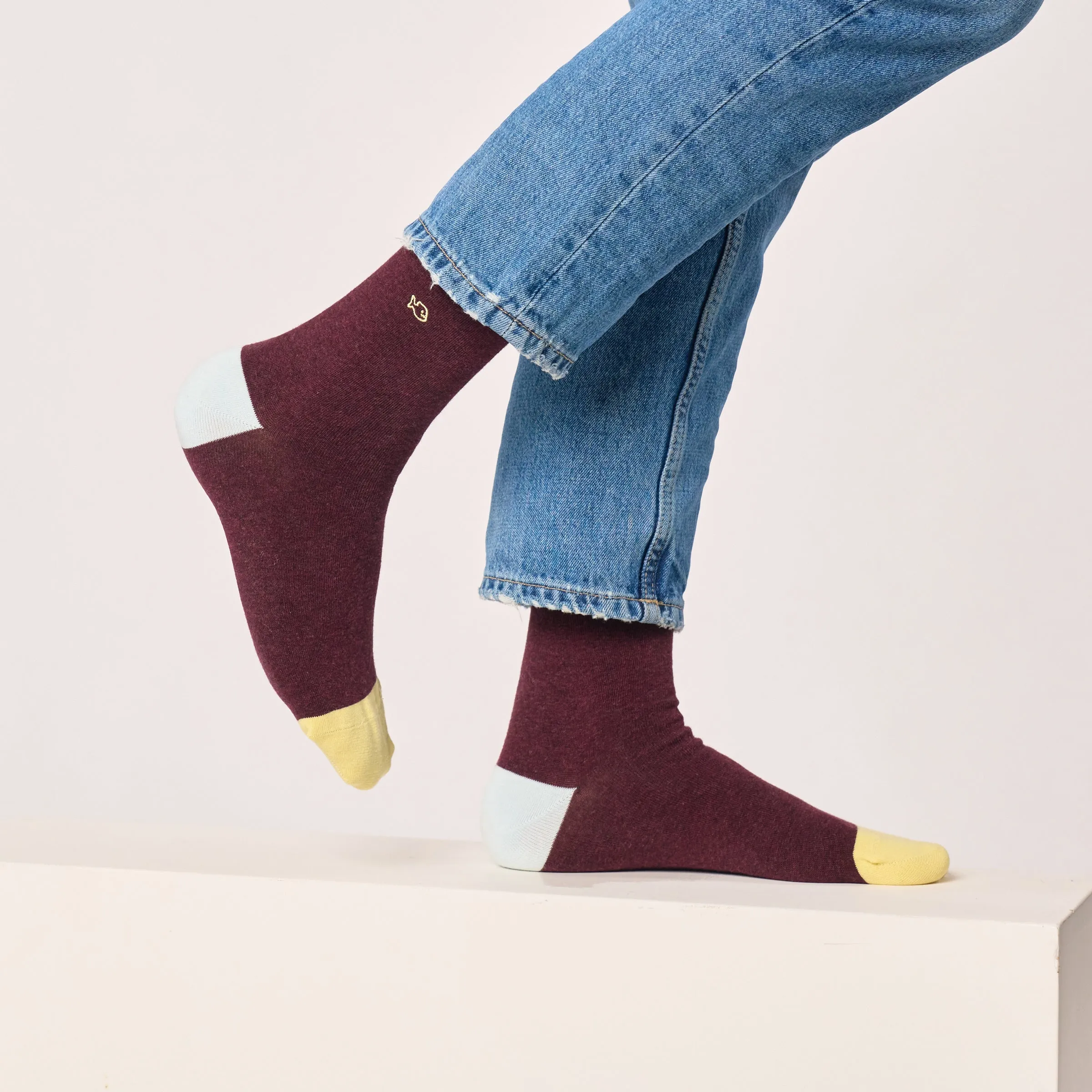 Chaussettes en coton peigné unies - Bordeaux chiné sold by Billybelt product image thumbnail 2