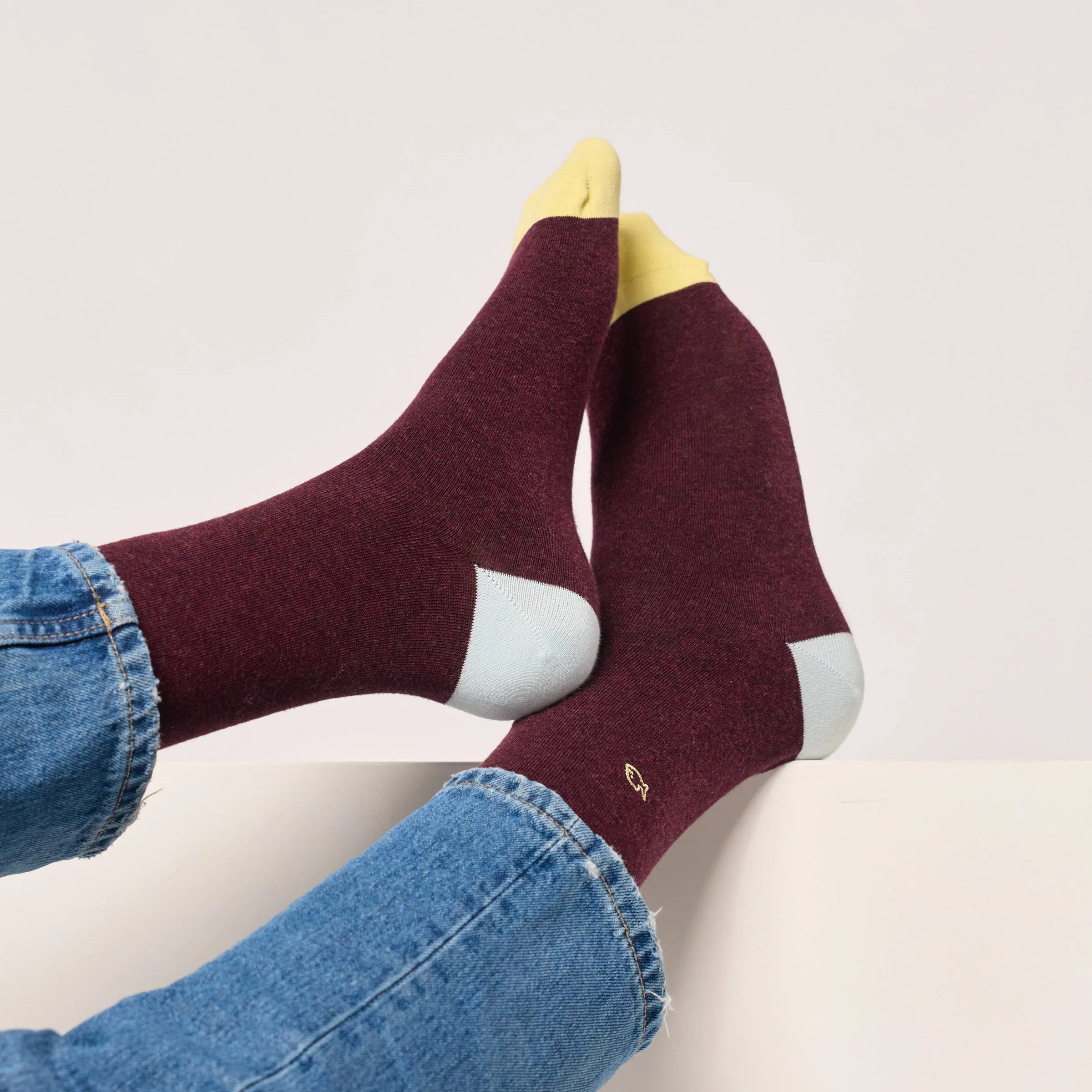 Chaussettes en coton peigné unies - Bordeaux chiné sold by Billybelt product image thumbnail 3