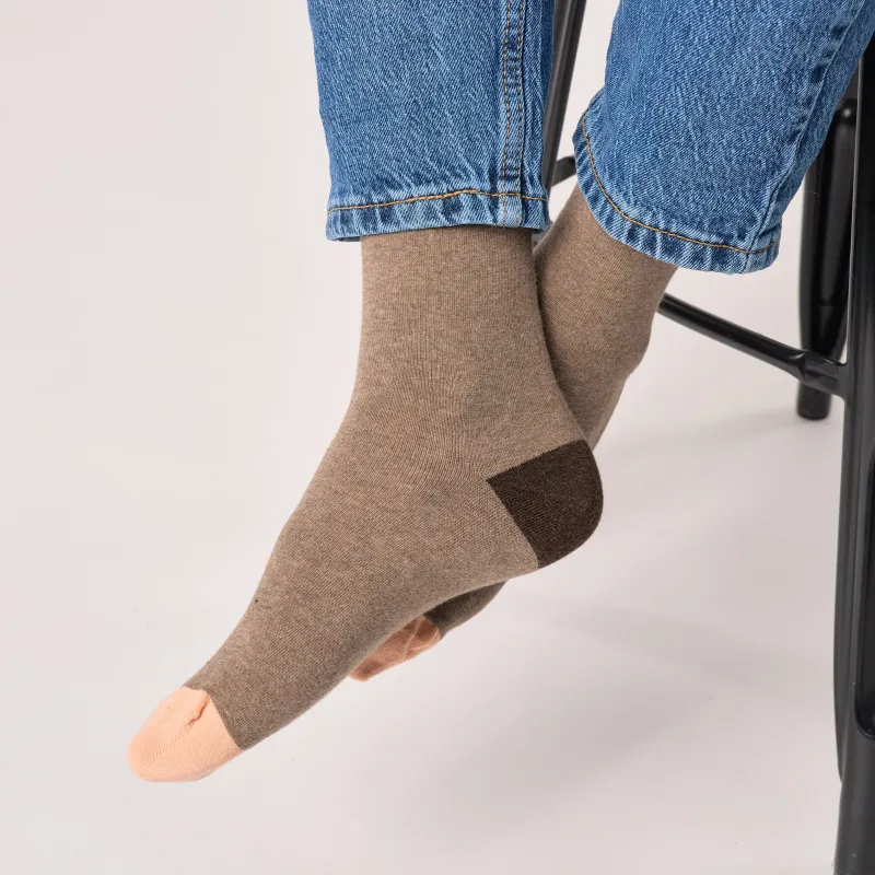 Chaussettes en coton peigné unies - Marron chiné sold by Billybelt