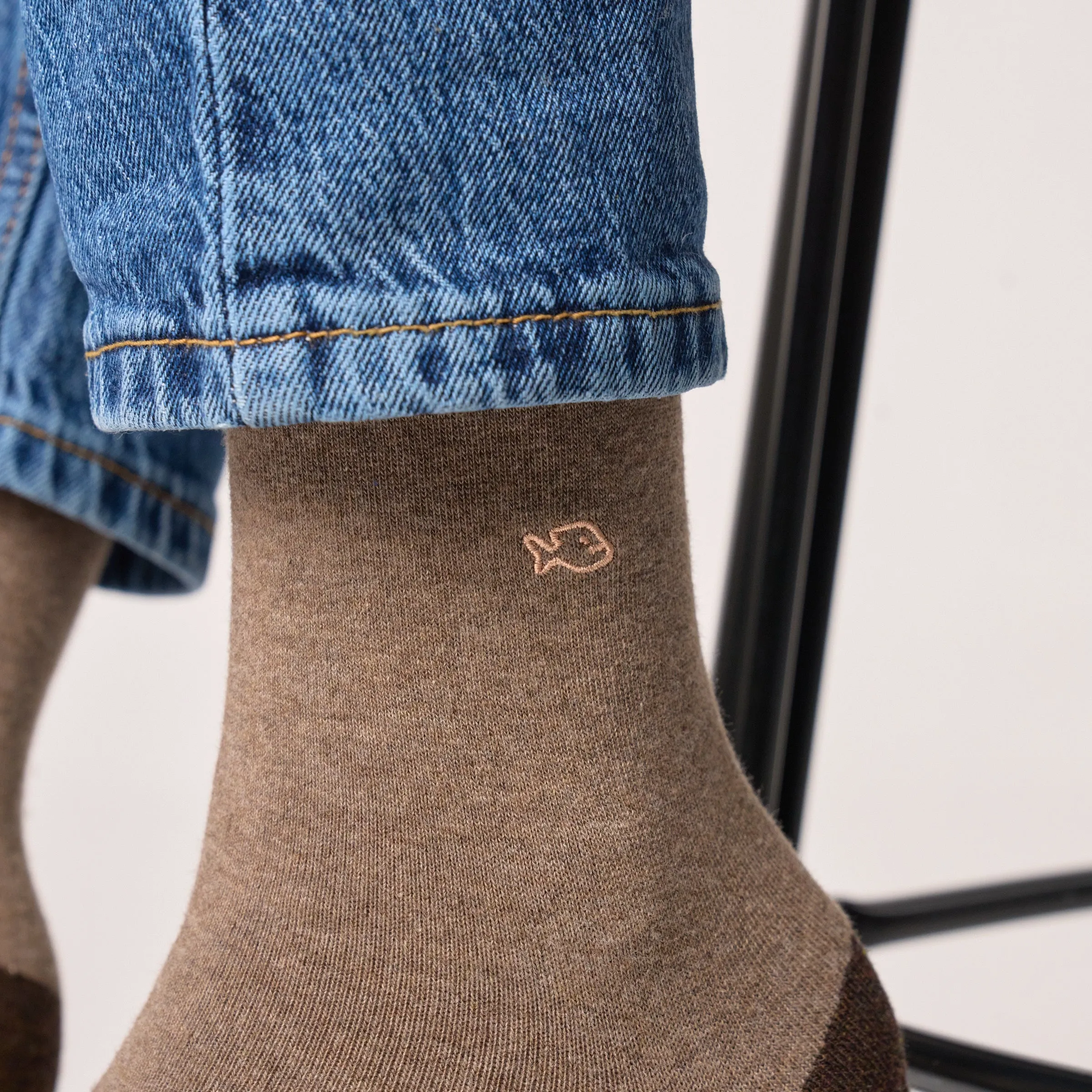 Chaussettes en coton peigné unies - Marron chiné sold by Billybelt product image thumbnail 4