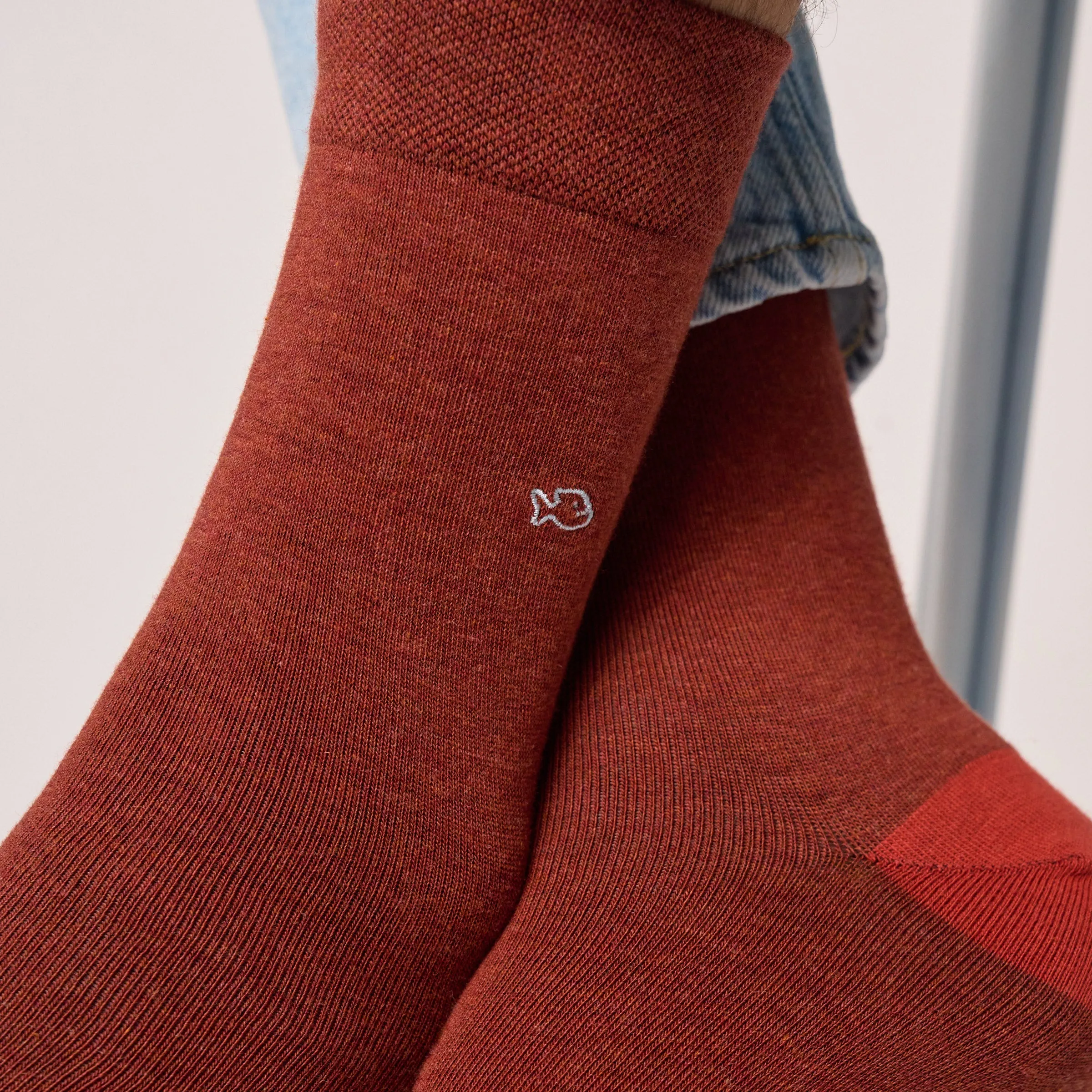 Chaussettes en coton peigné unies - Rouge chiné sold by Billybelt product image thumbnail 4