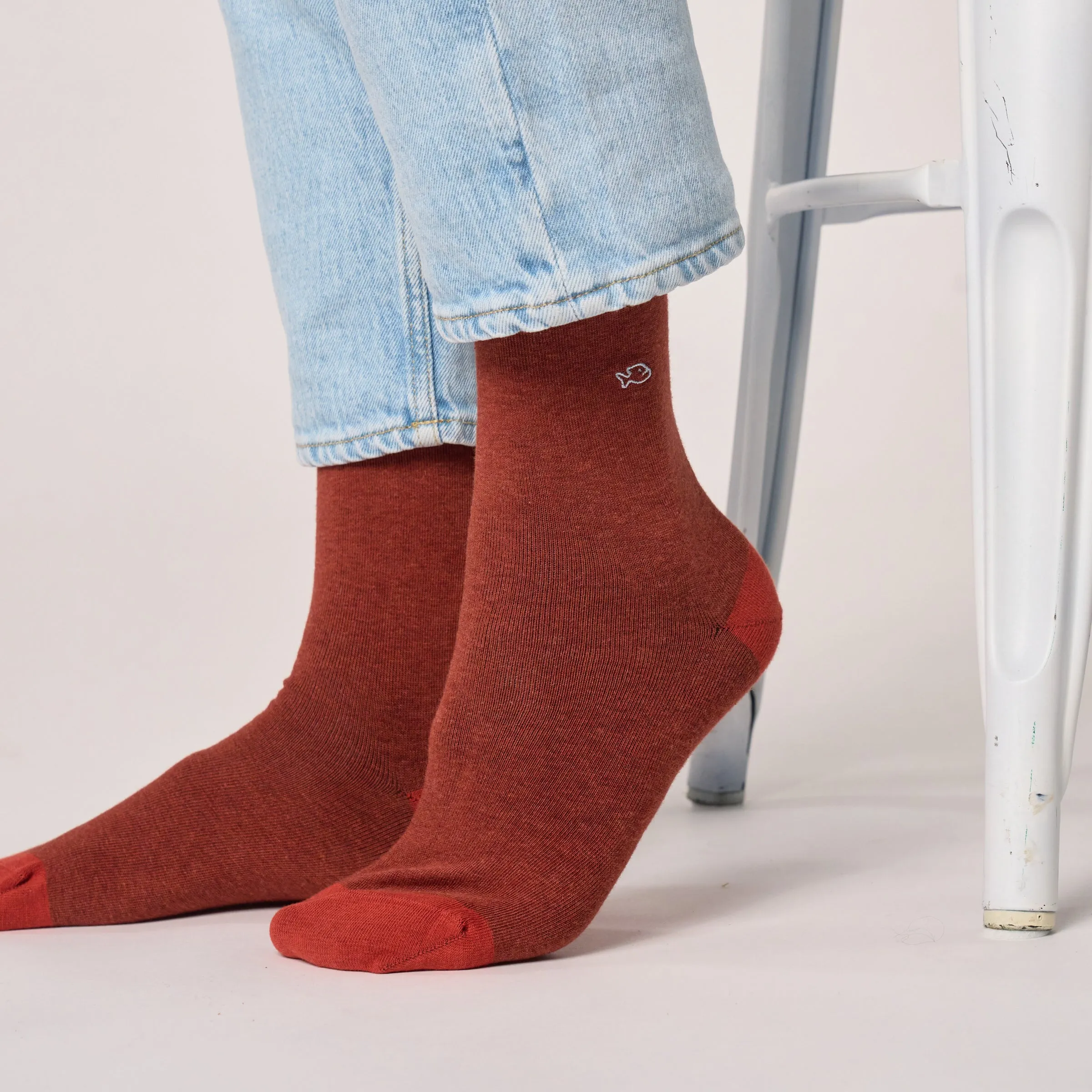 Chaussettes en coton peigné unies - Rouge chiné sold by Billybelt product image thumbnail 5