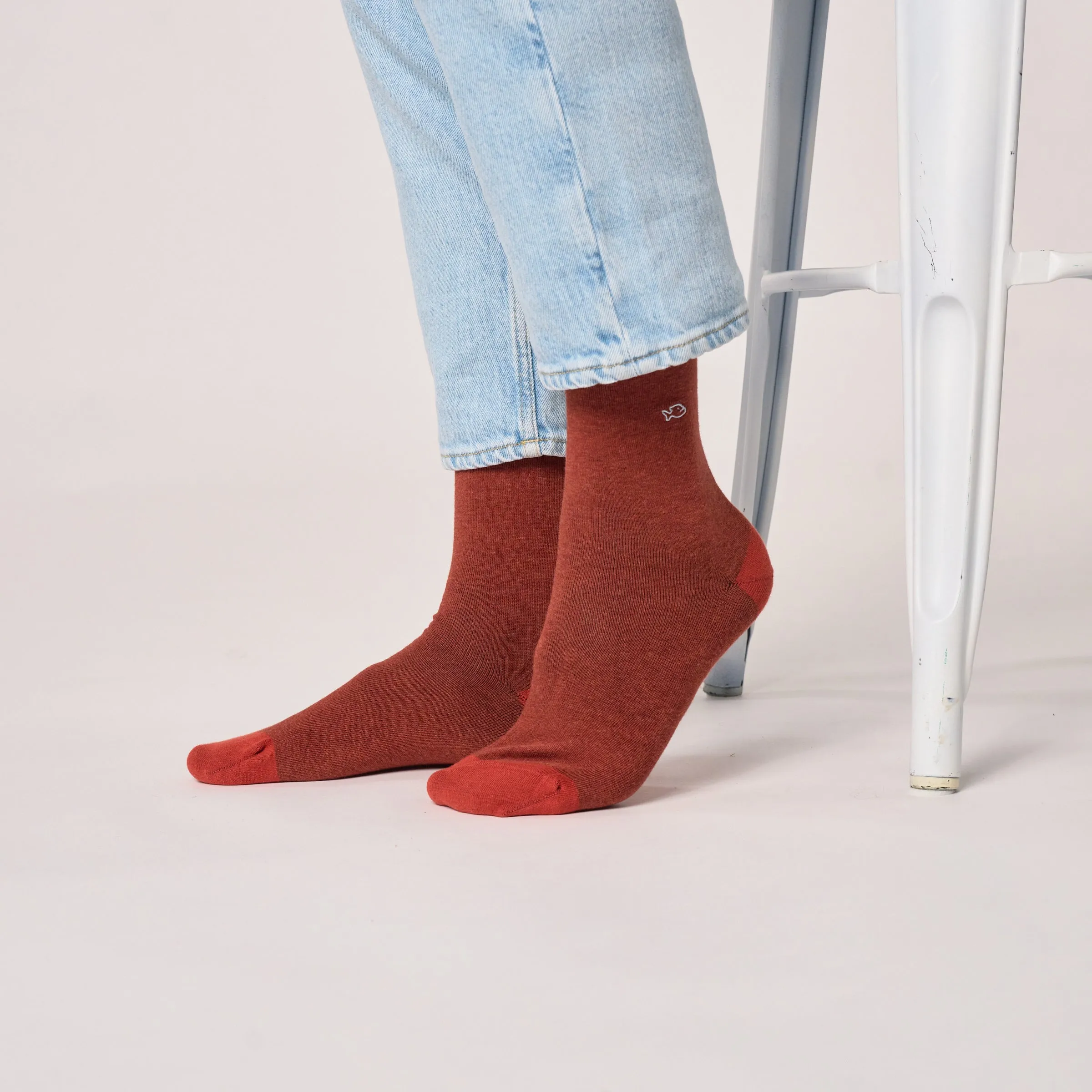 Chaussettes en coton peigné unies - Rouge chiné sold by Billybelt