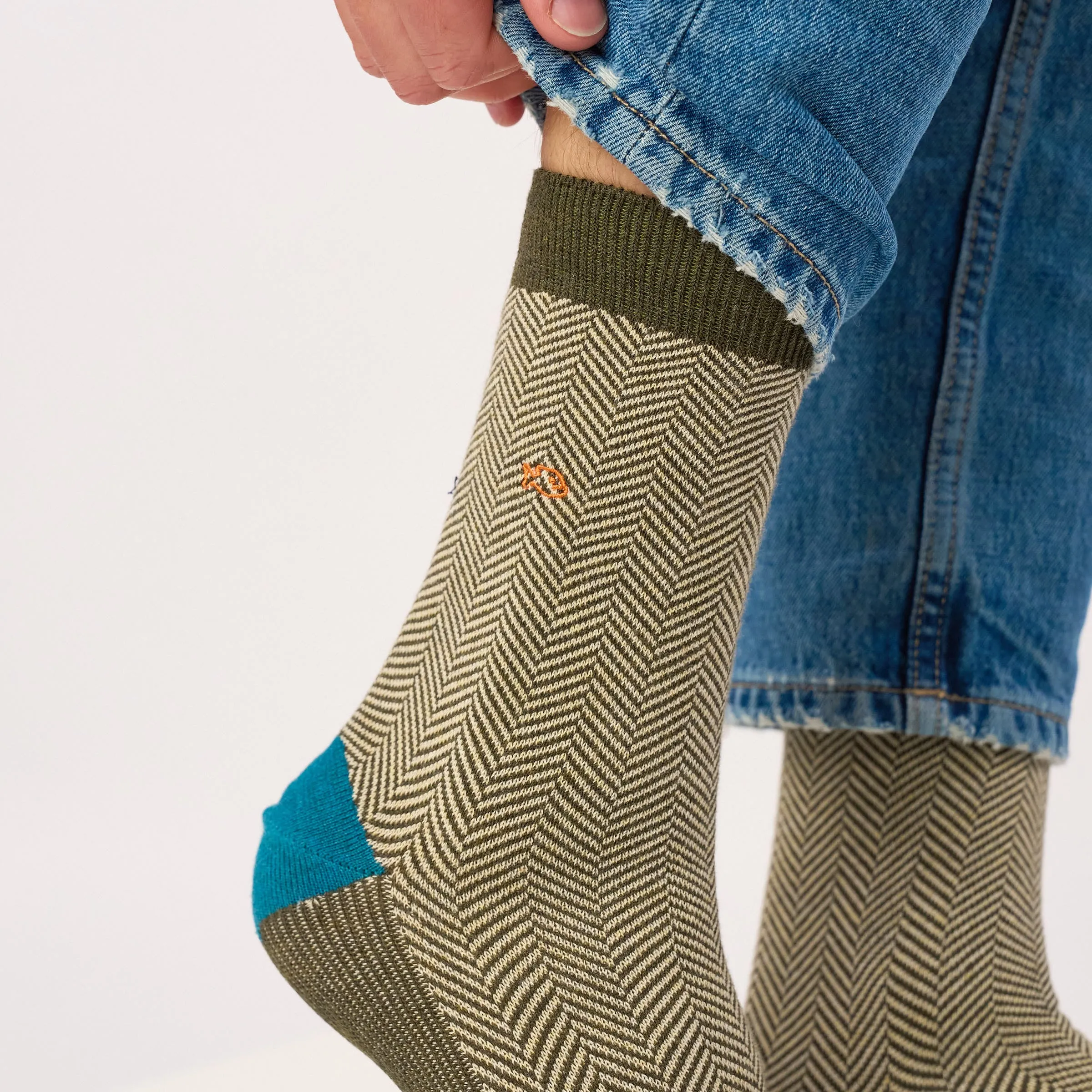 Chaussettes en coton peigné chevrons - Sauge chiné sold by Billybelt product image thumbnail 3