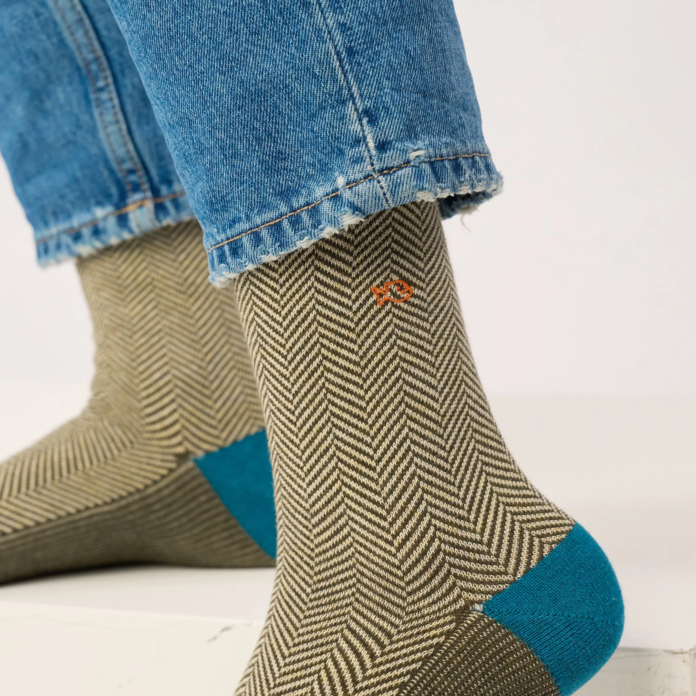 Chaussettes en coton peigné chevrons - Sauge chiné sold by Billybelt product image thumbnail 4
