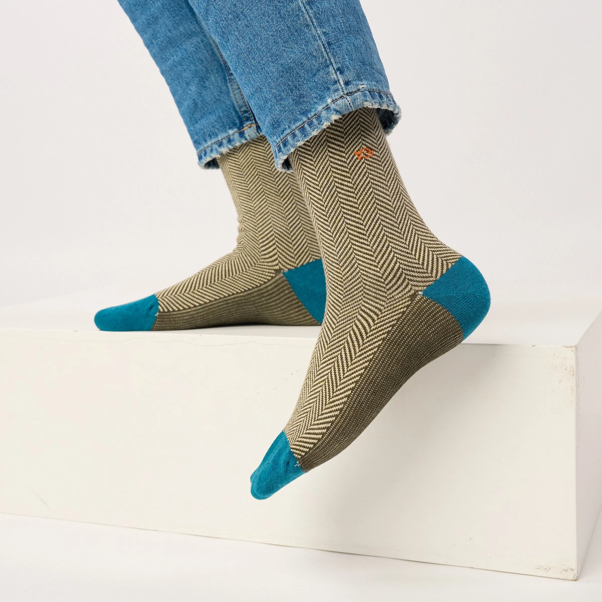 Chaussettes en coton peigné chevrons - Sauge chiné sold by Billybelt product image thumbnail 2