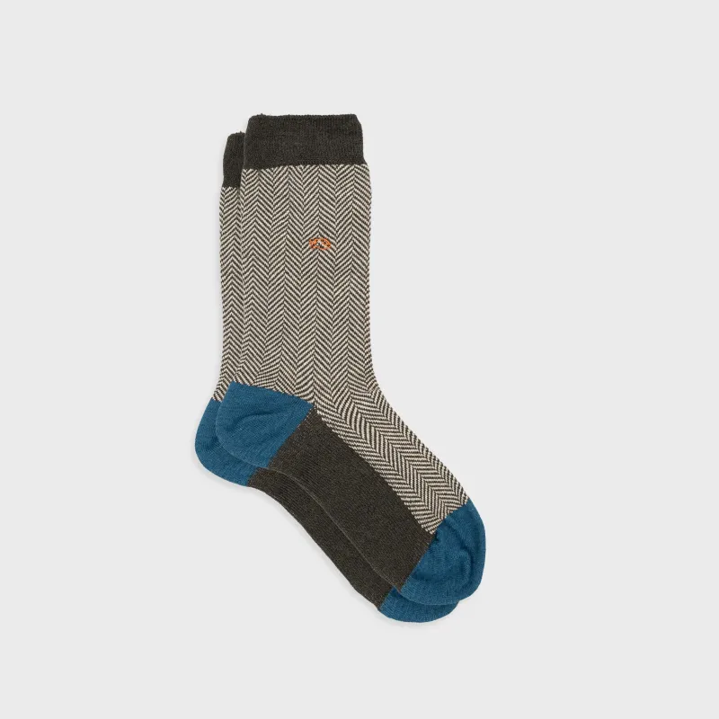 Chaussettes en coton peigné chevrons - Sauge chiné made by Billybelt